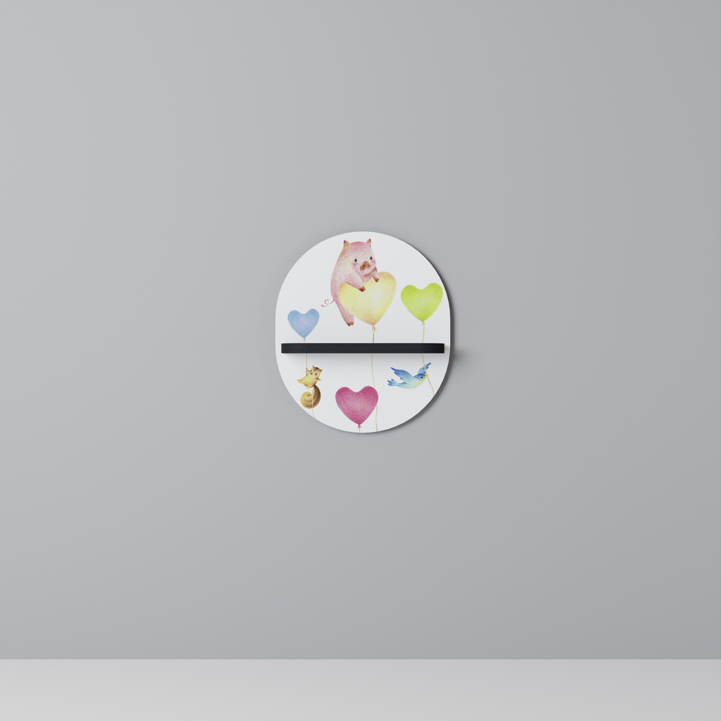 BALLOON FRIENDS Prateleira Oval Decorativa em Acabamento Preto