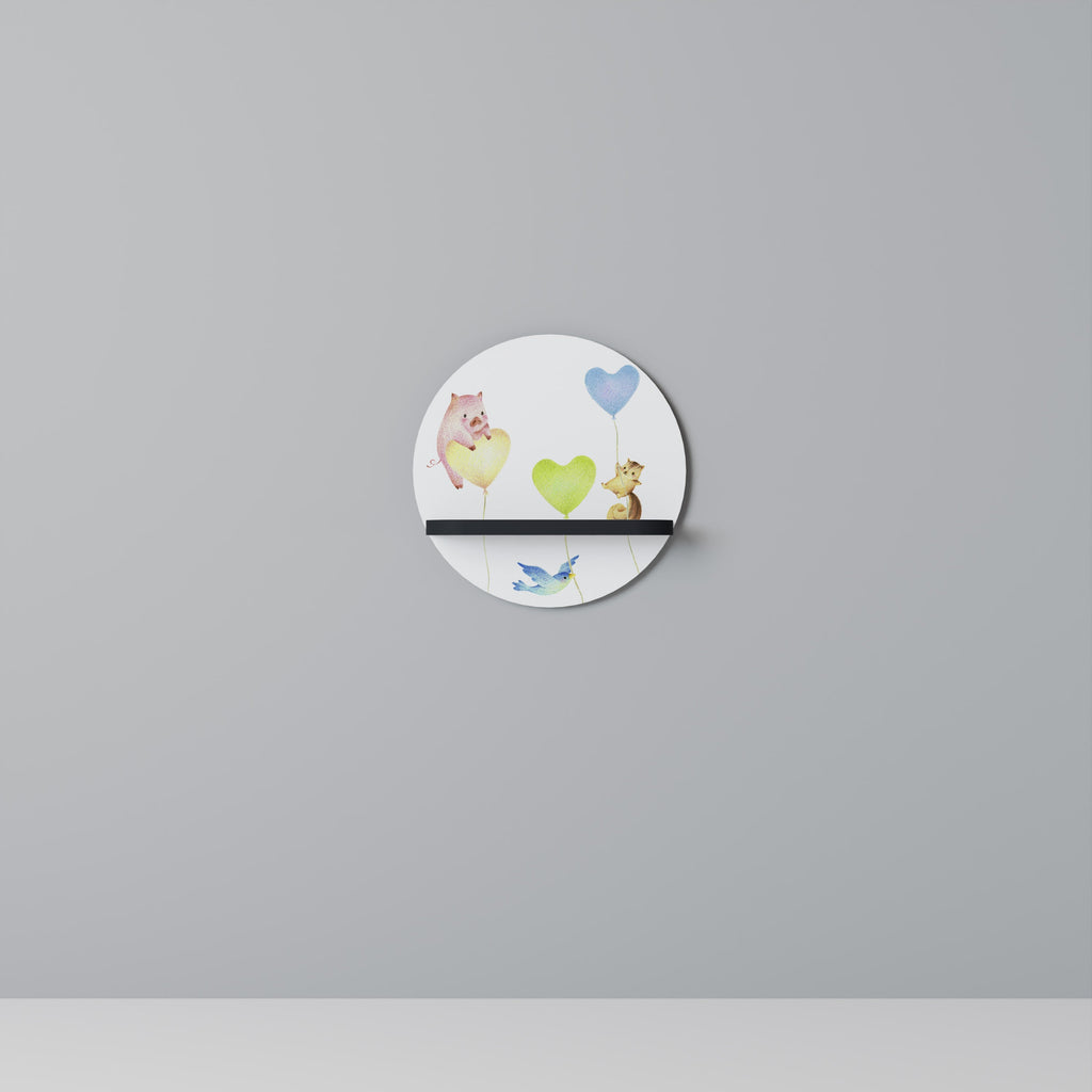 BALLOON FRIENDS Prateleira Redonda Decorativa em Acabamento Preto