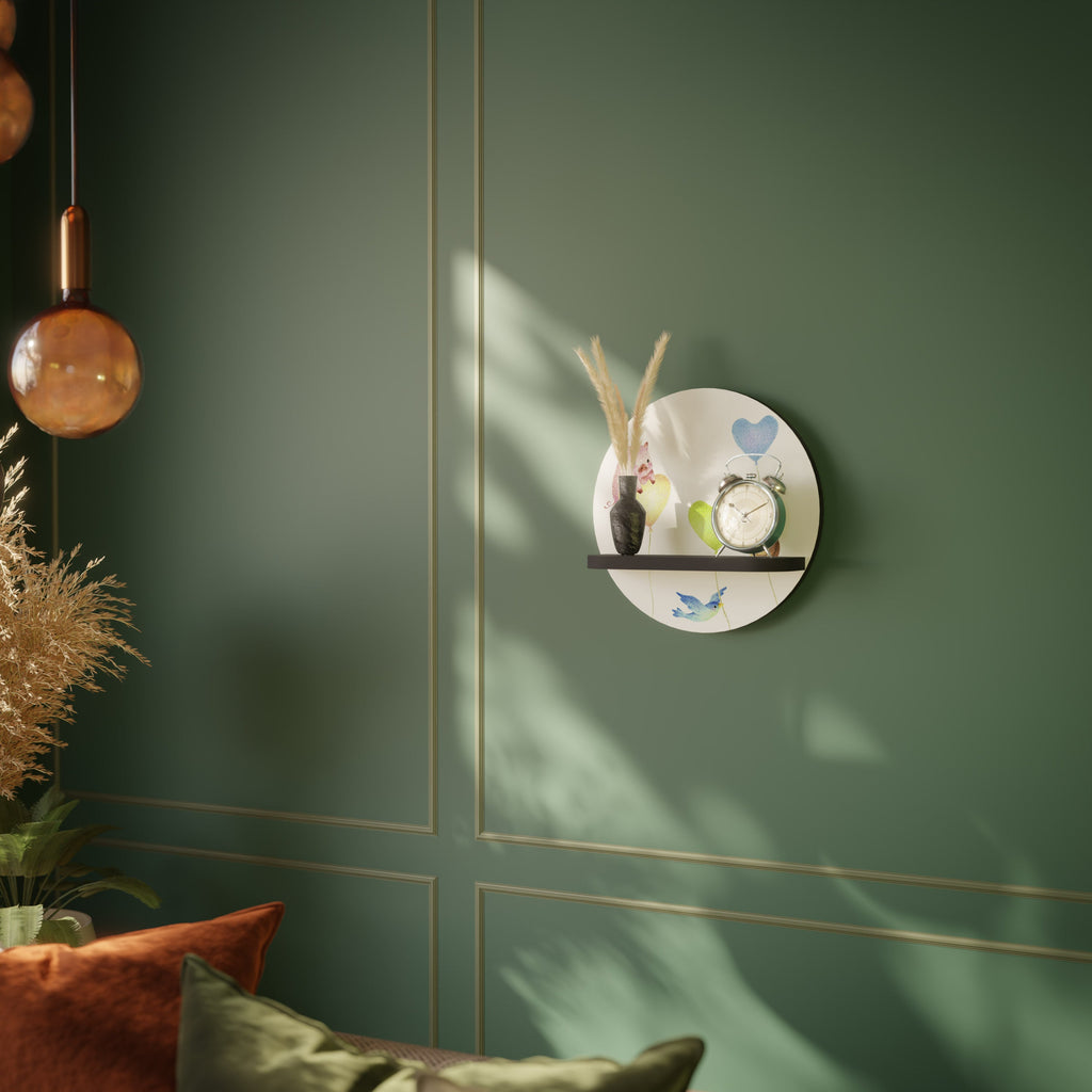 BALLOON FRIENDS Prateleira Redonda Decorativa em Acabamento Preto