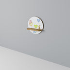 BALLOON FRIENDS Prateleira Redonda Decorativa em Efeito Carvalho