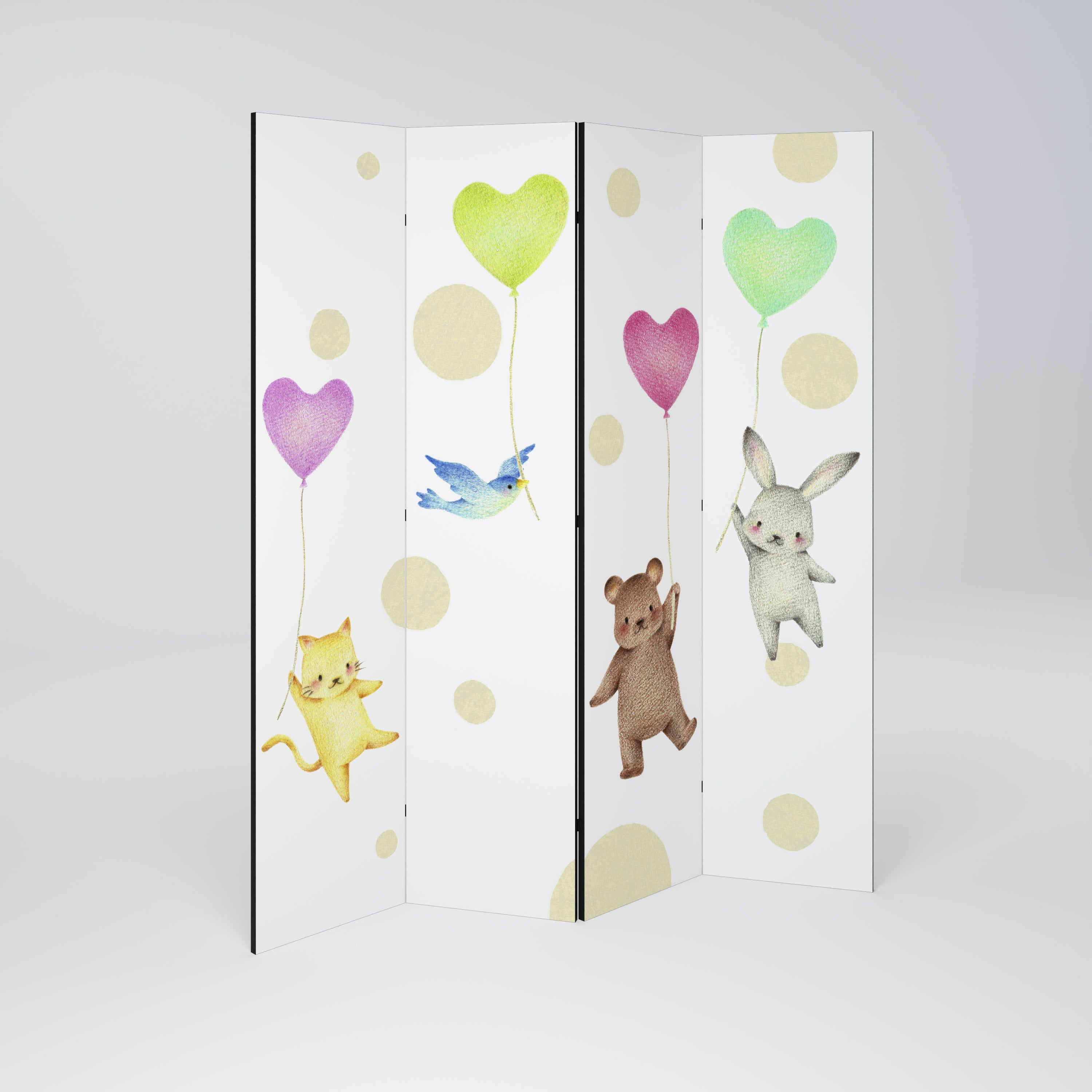 BALLOON FRIENDS Decorative 4-Panel Room Divider