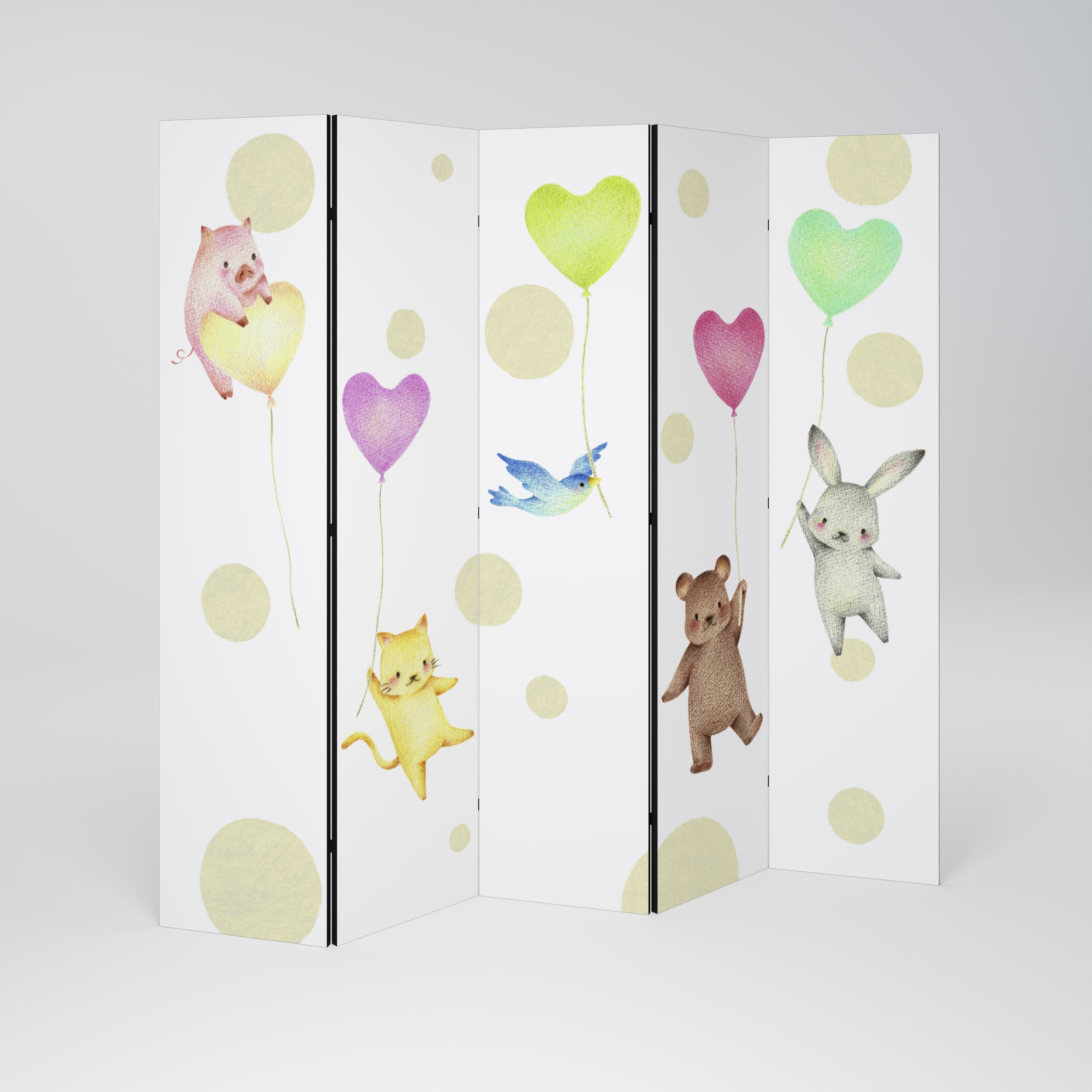 BALLOON FRIENDS 5-Panel Room Divider