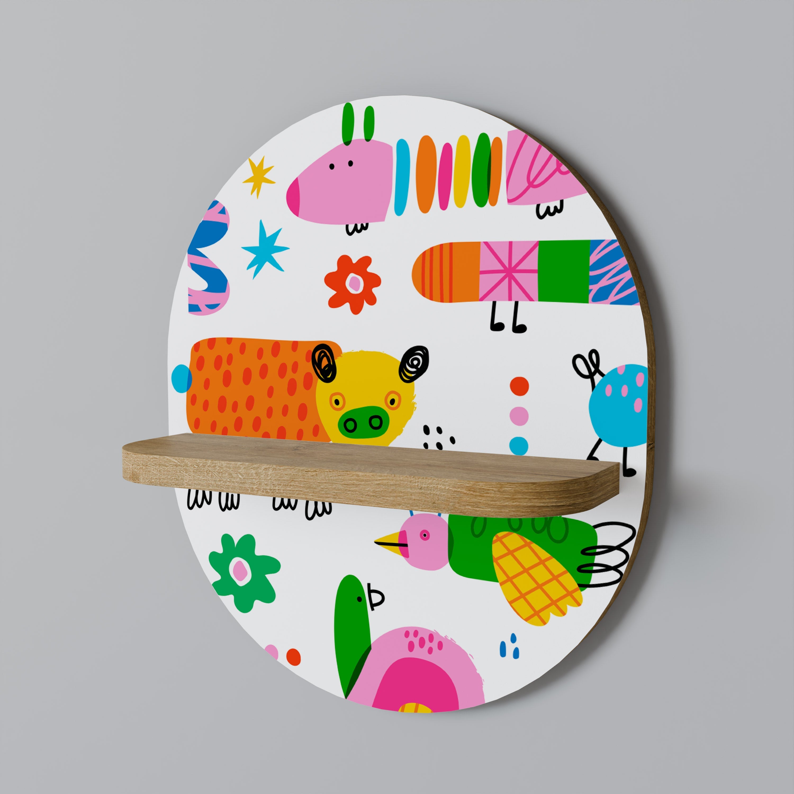 POWER OF IMAGINATION Prateleira Oval Decorativa em Efeito Carvalho