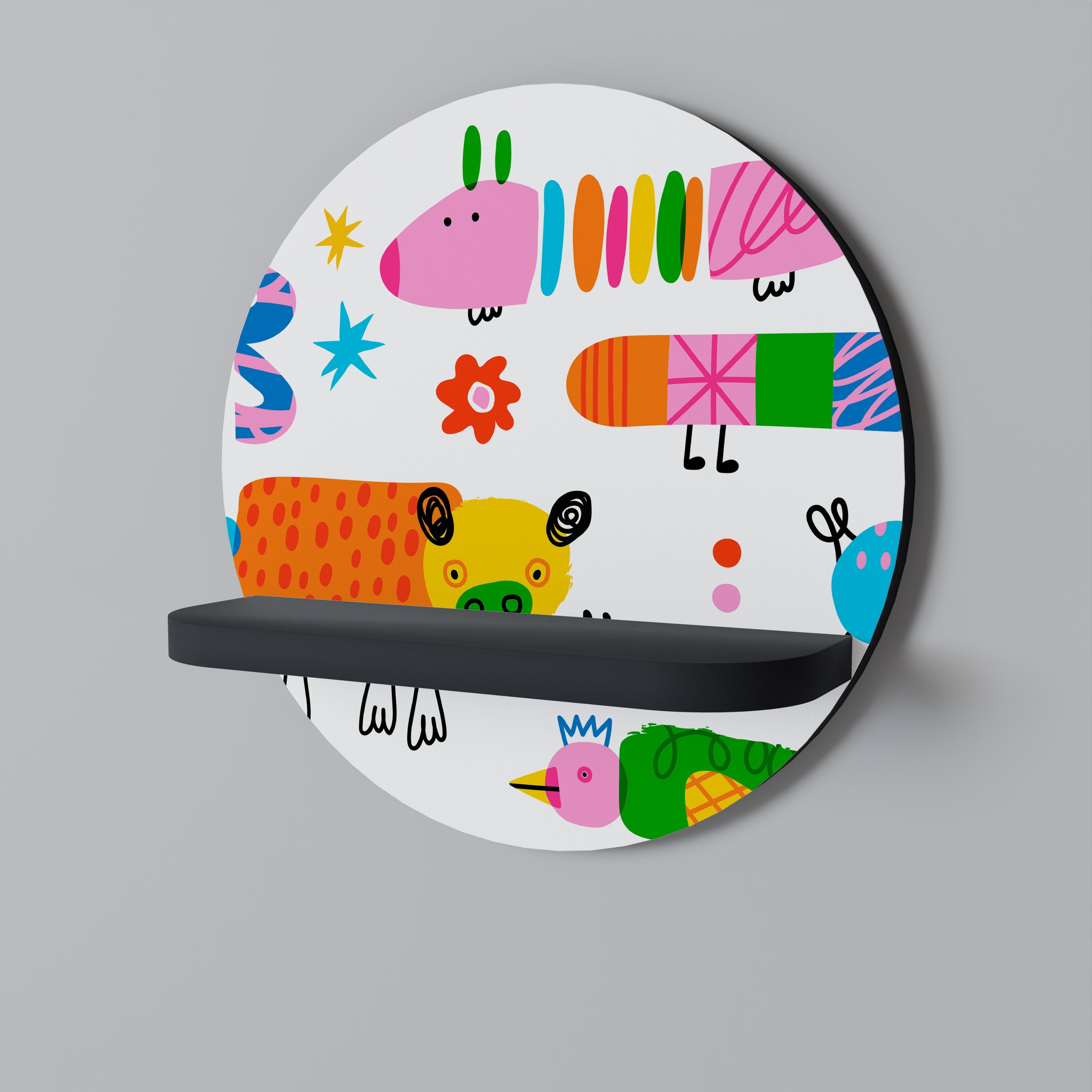 POWER OF IMAGINATION Prateleira Redonda Decorativa em Acabamento Preto