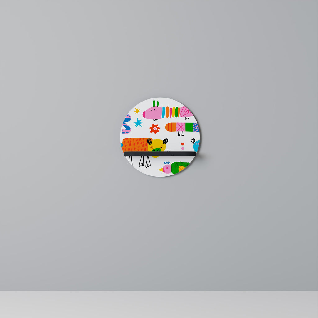 POWER OF IMAGINATION Round Art Shelf In Black Finish