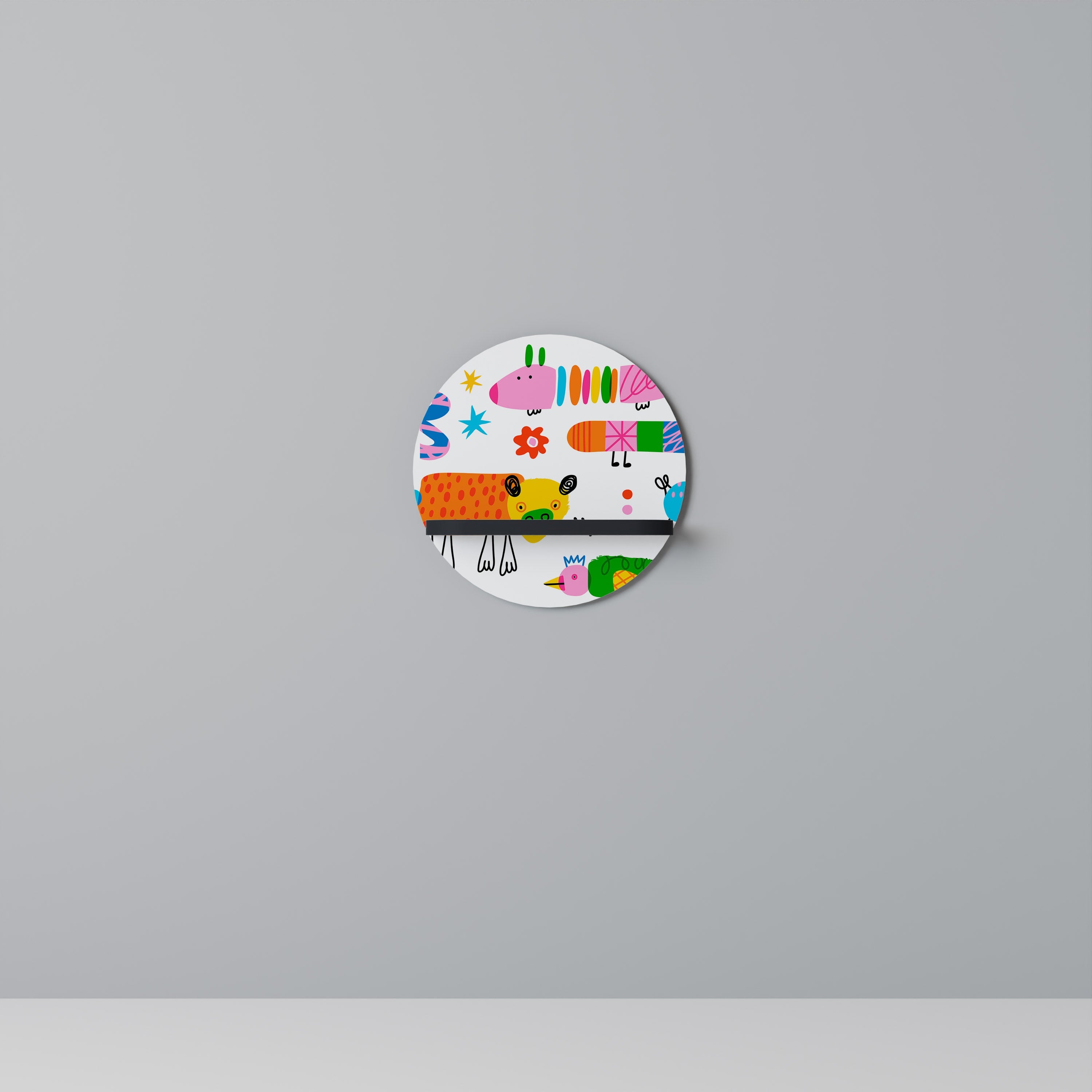 POWER OF IMAGINATION Prateleira Redonda Decorativa em Acabamento Preto