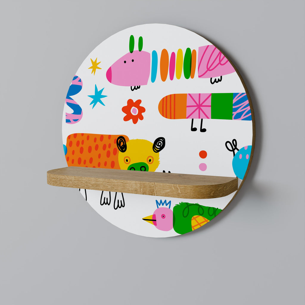 POWER OF IMAGINATION Prateleira Redonda Decorativa em Efeito Carvalho