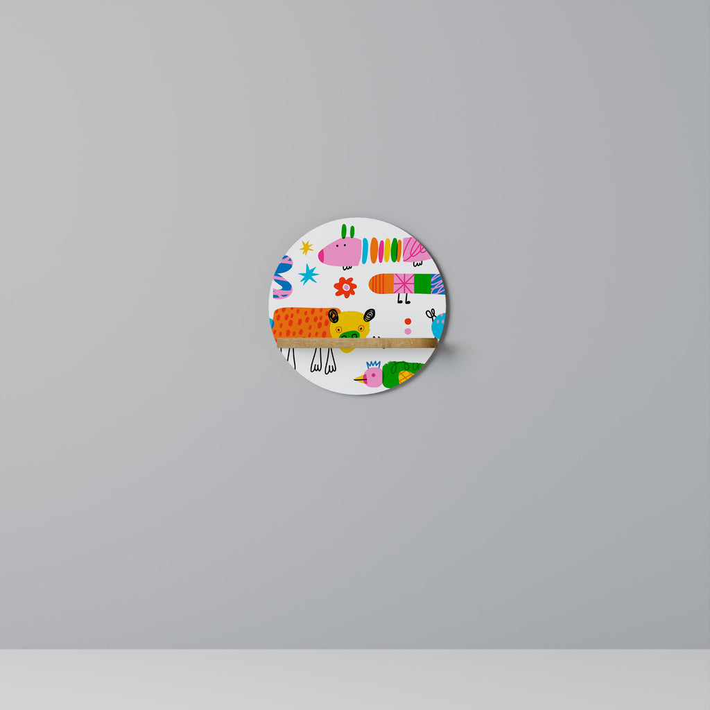 POWER OF IMAGINATION Prateleira Redonda Decorativa em Efeito Carvalho