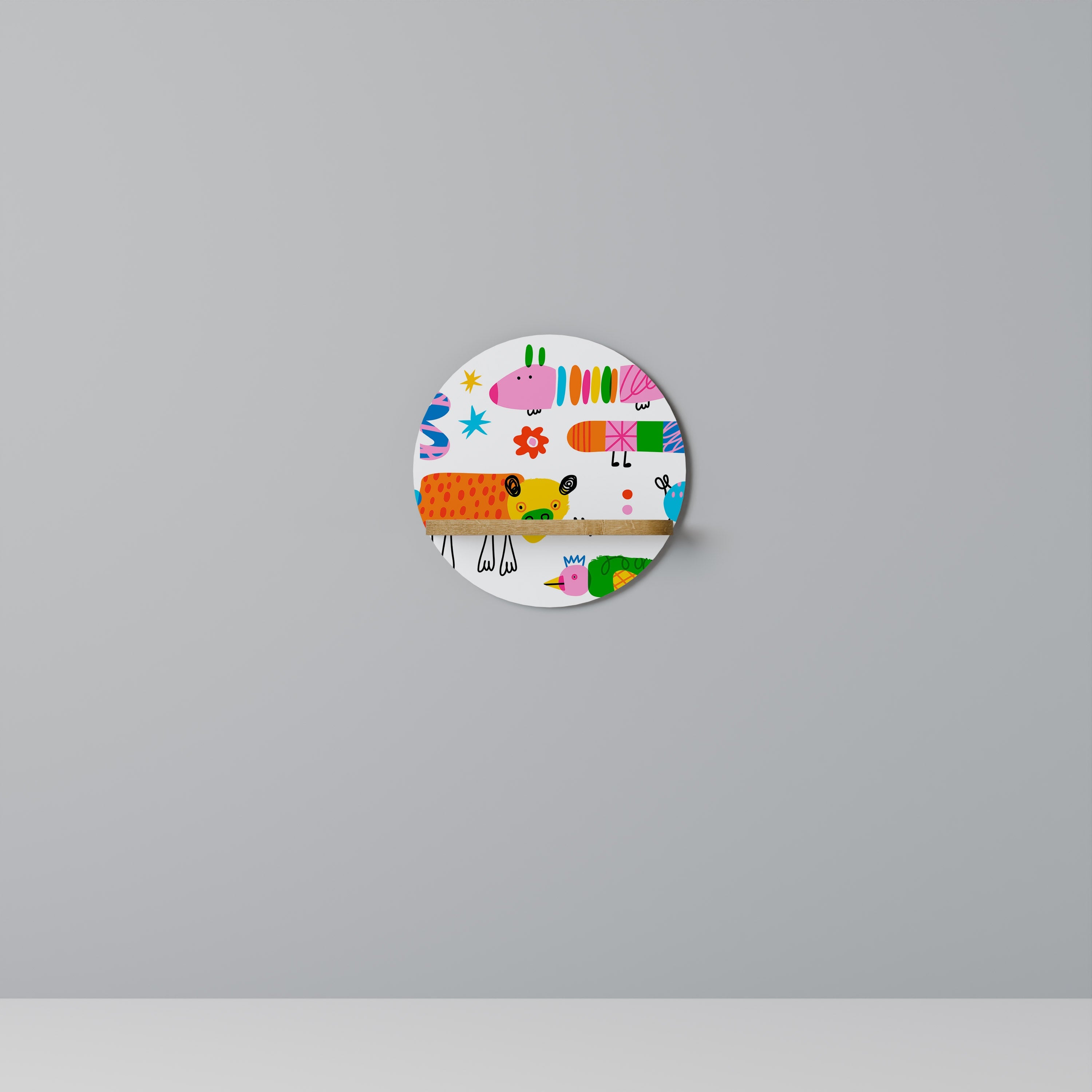 POWER OF IMAGINATION Prateleira Redonda Decorativa em Efeito Carvalho