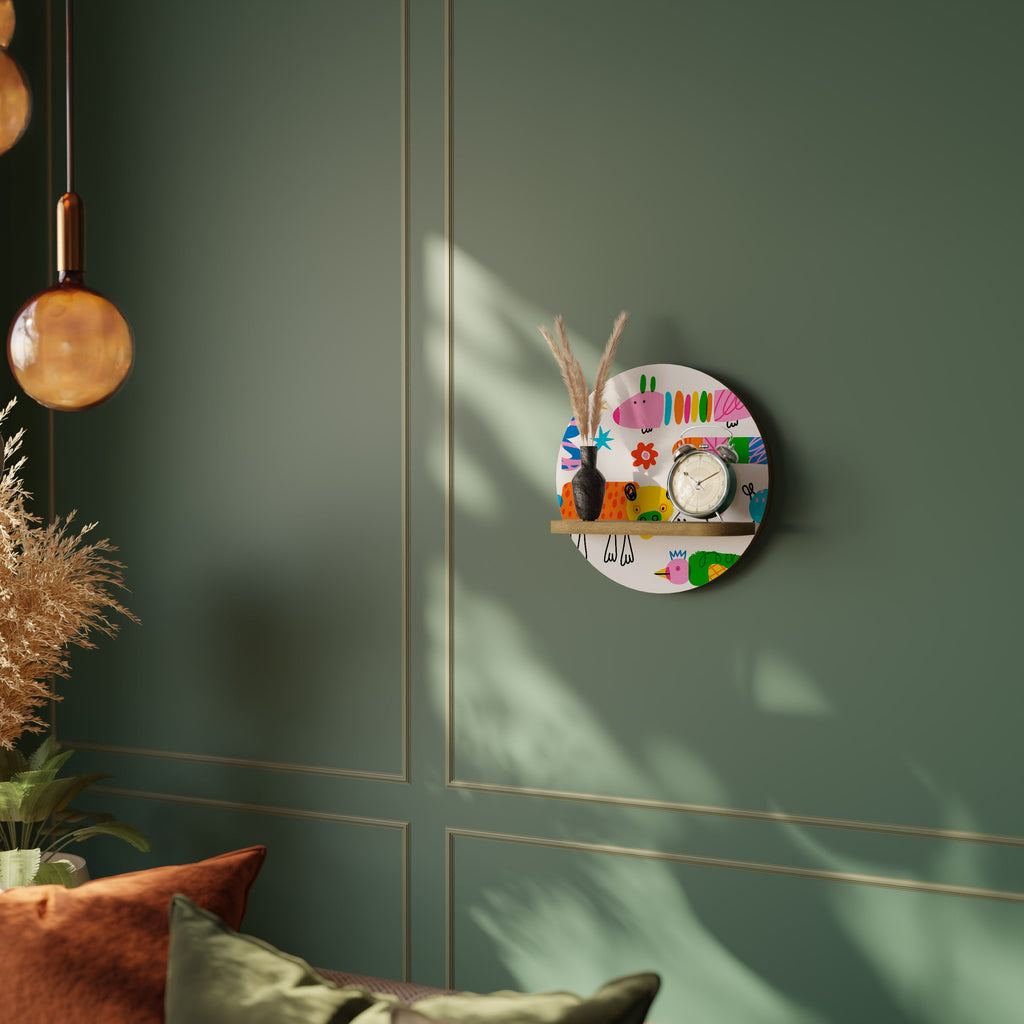 POWER OF IMAGINATION Prateleira Redonda Decorativa em Efeito Carvalho