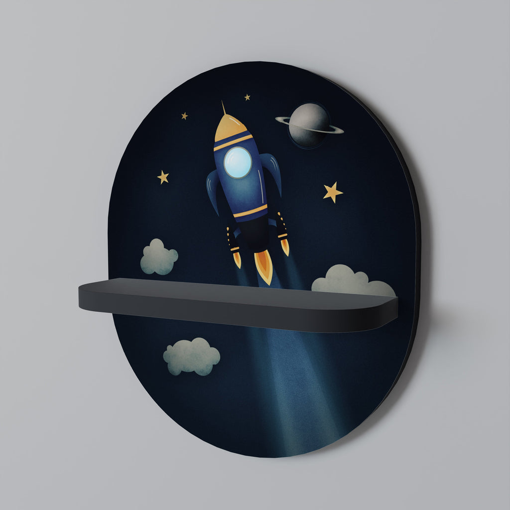 STELLAR SWING Prateleira Oval Decorativa em Acabamento Preto