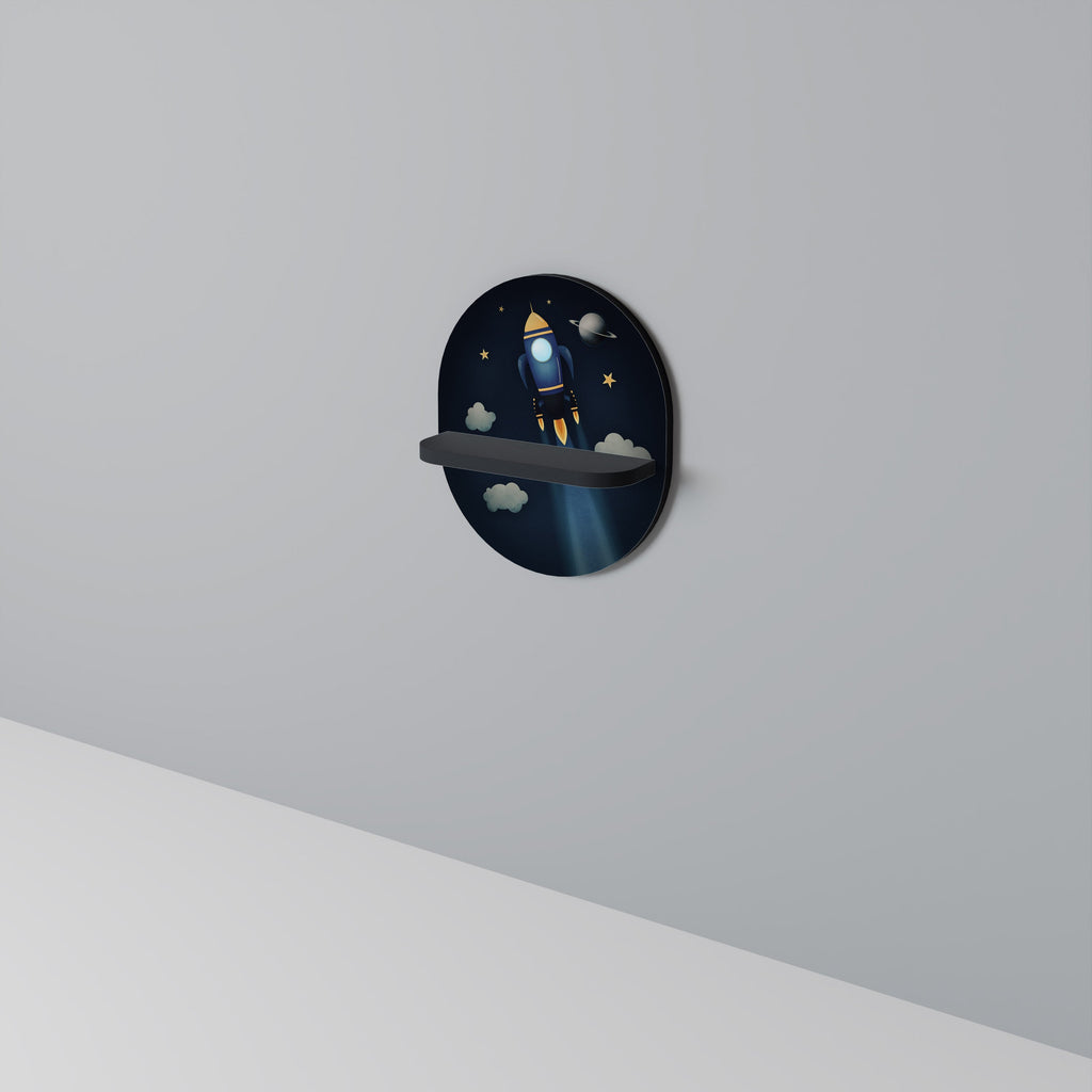 STELLAR SWING Prateleira Oval Decorativa em Acabamento Preto