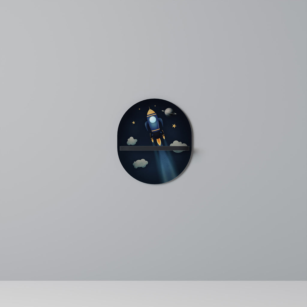 STELLAR SWING Prateleira Oval Decorativa em Acabamento Preto