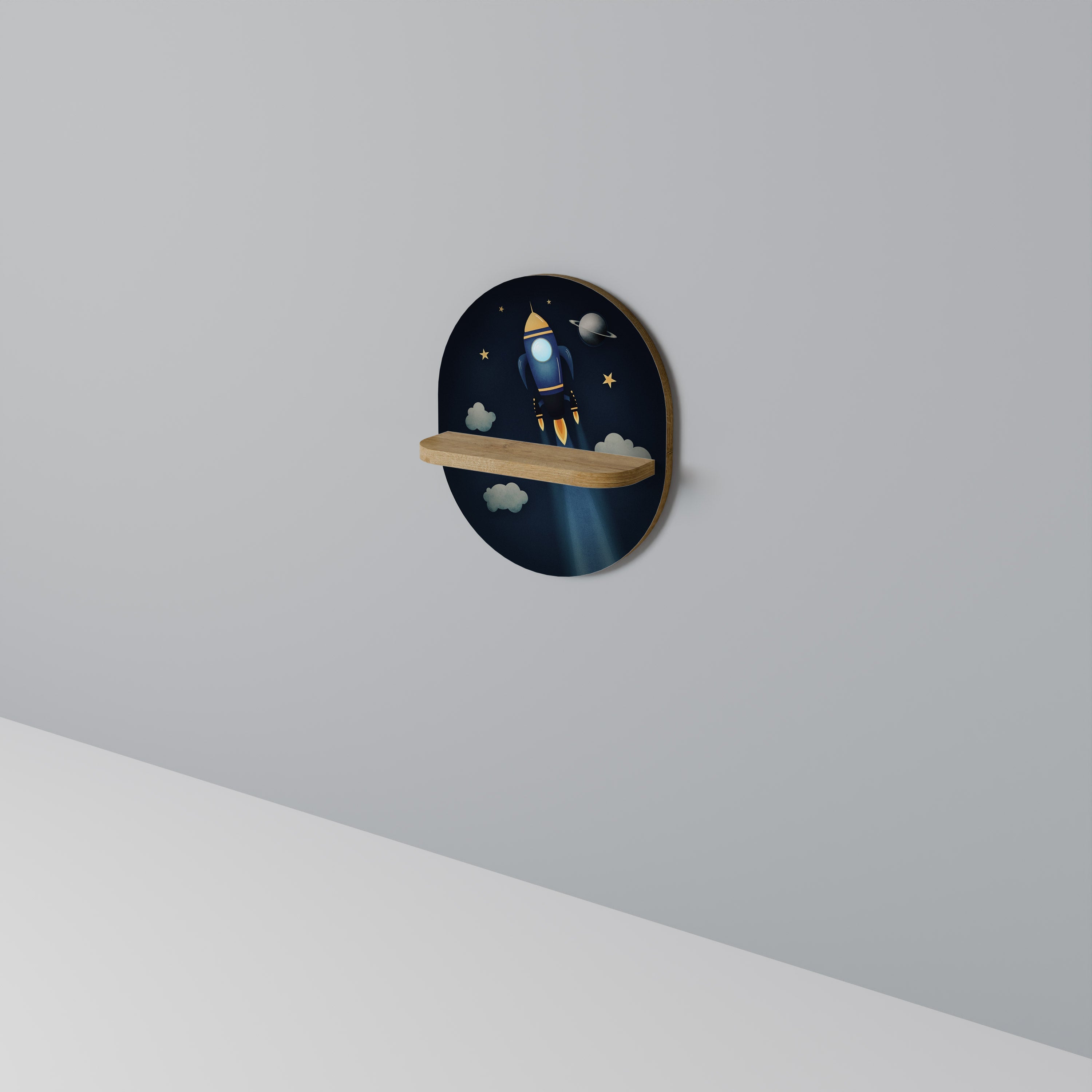 STELLAR SWING Prateleira Oval Decorativa em Efeito Carvalho