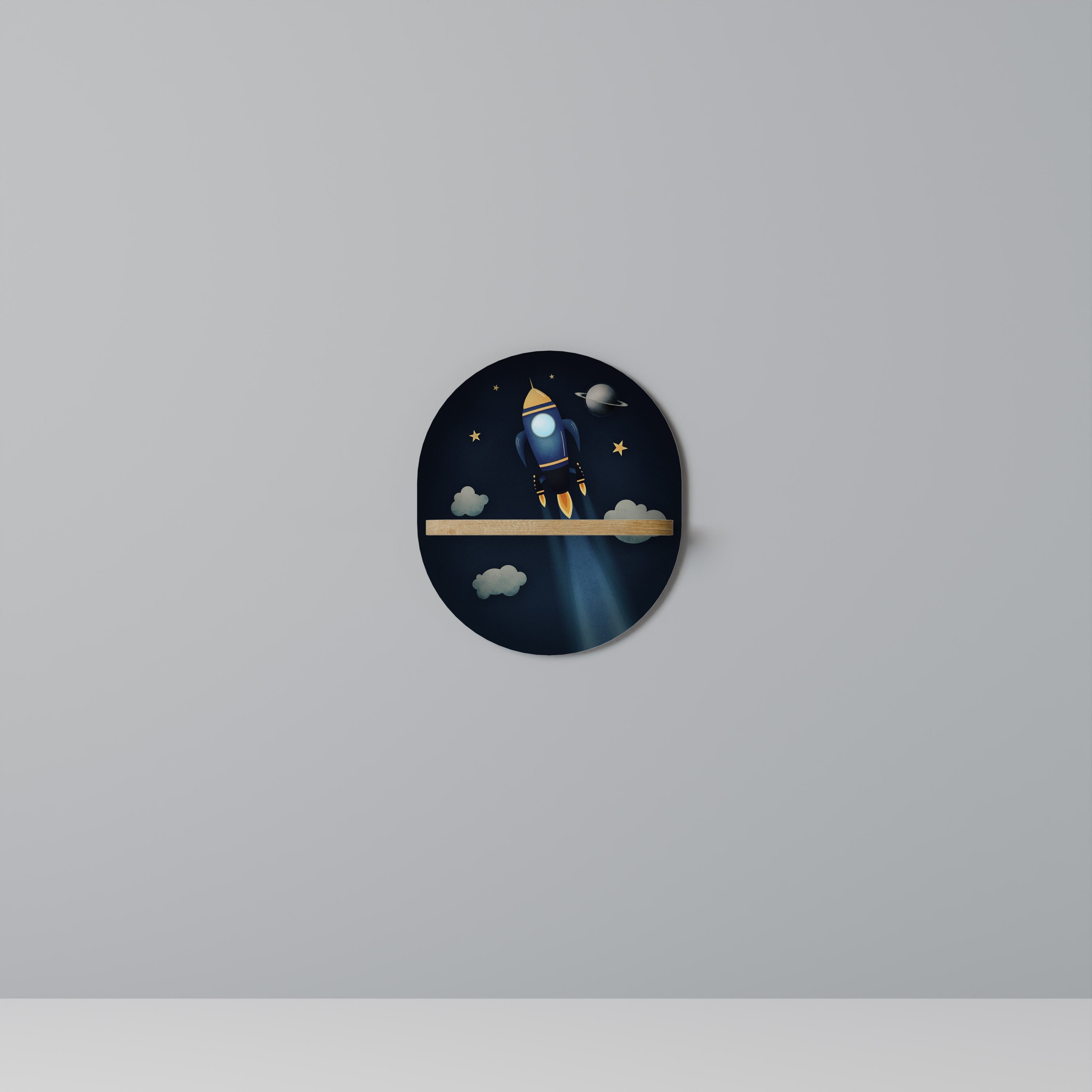 STELLAR SWING Prateleira Oval Decorativa em Efeito Carvalho