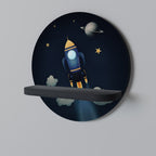 STELLAR SWING Prateleira Redonda Decorativa em Acabamento Preto