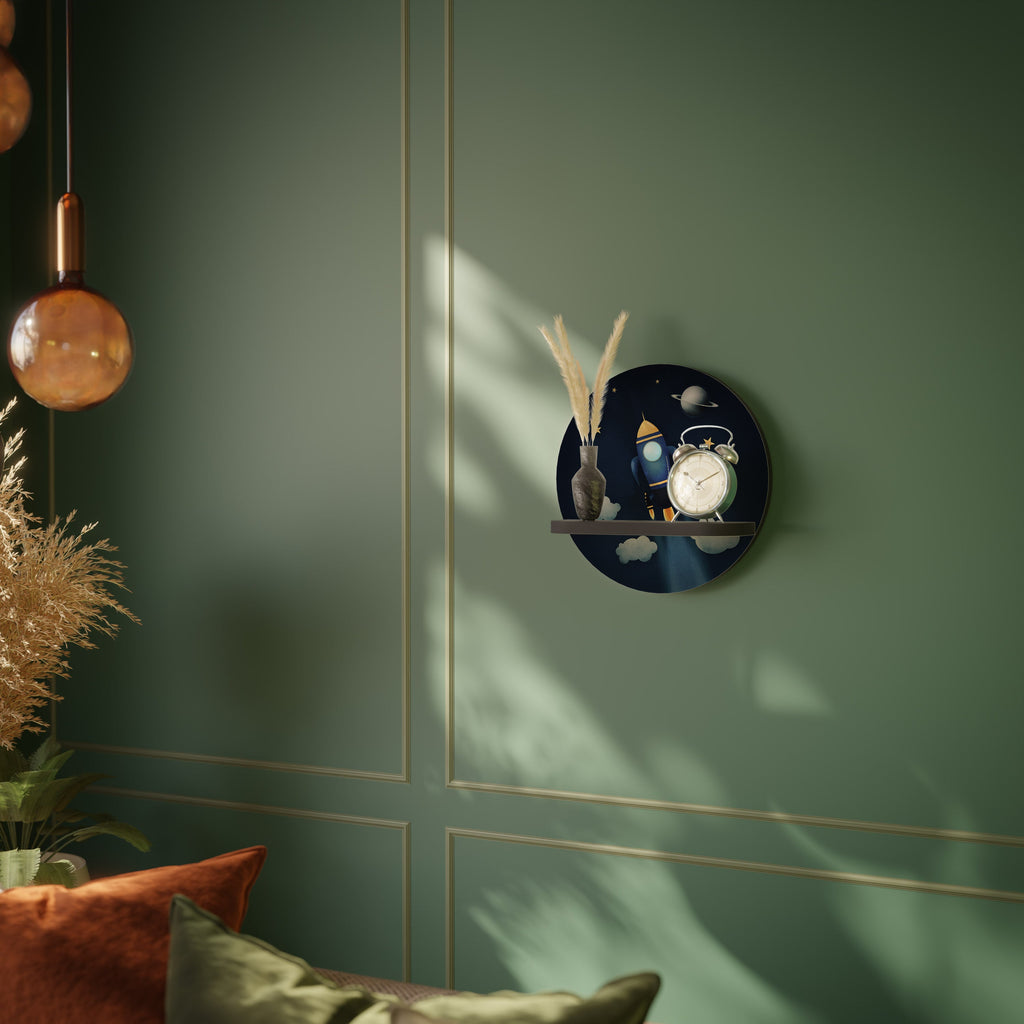 STELLAR SWING Prateleira Redonda Decorativa em Acabamento Preto