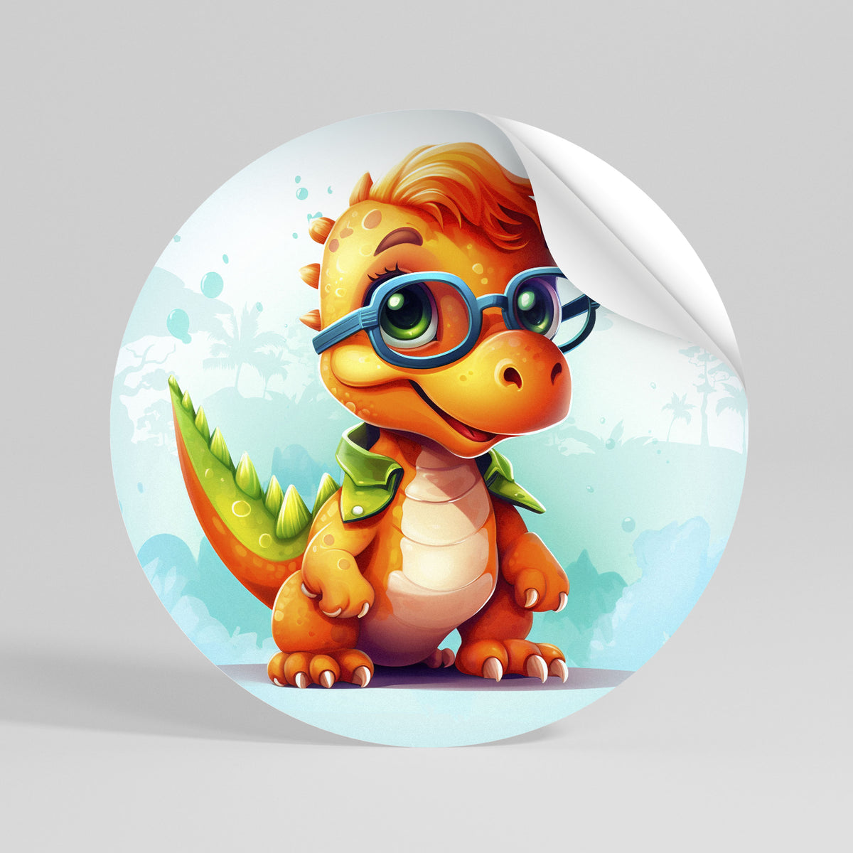 KIDDOSAURUS REX Autocolante Redondo Removível