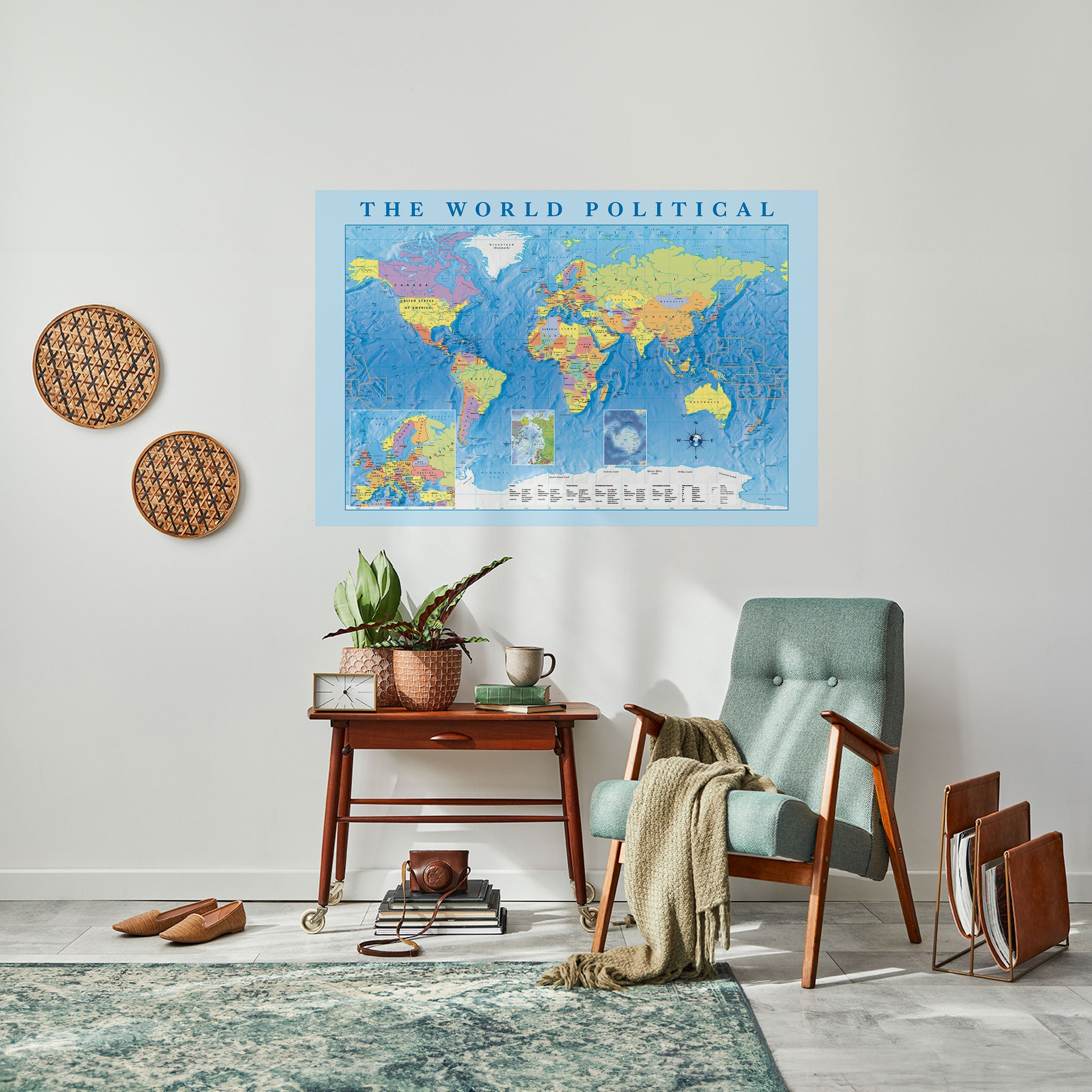 CONTINENTS OF CONNECTION Peel and Stick Horizontal Poster