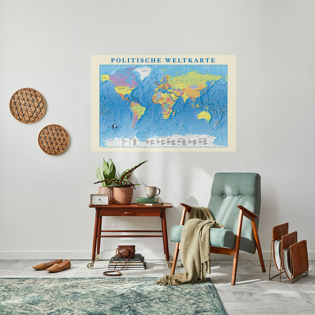 GLOBAL POLITICAL TAPESTRY [DE] Peel and Stick Horizontal Poster