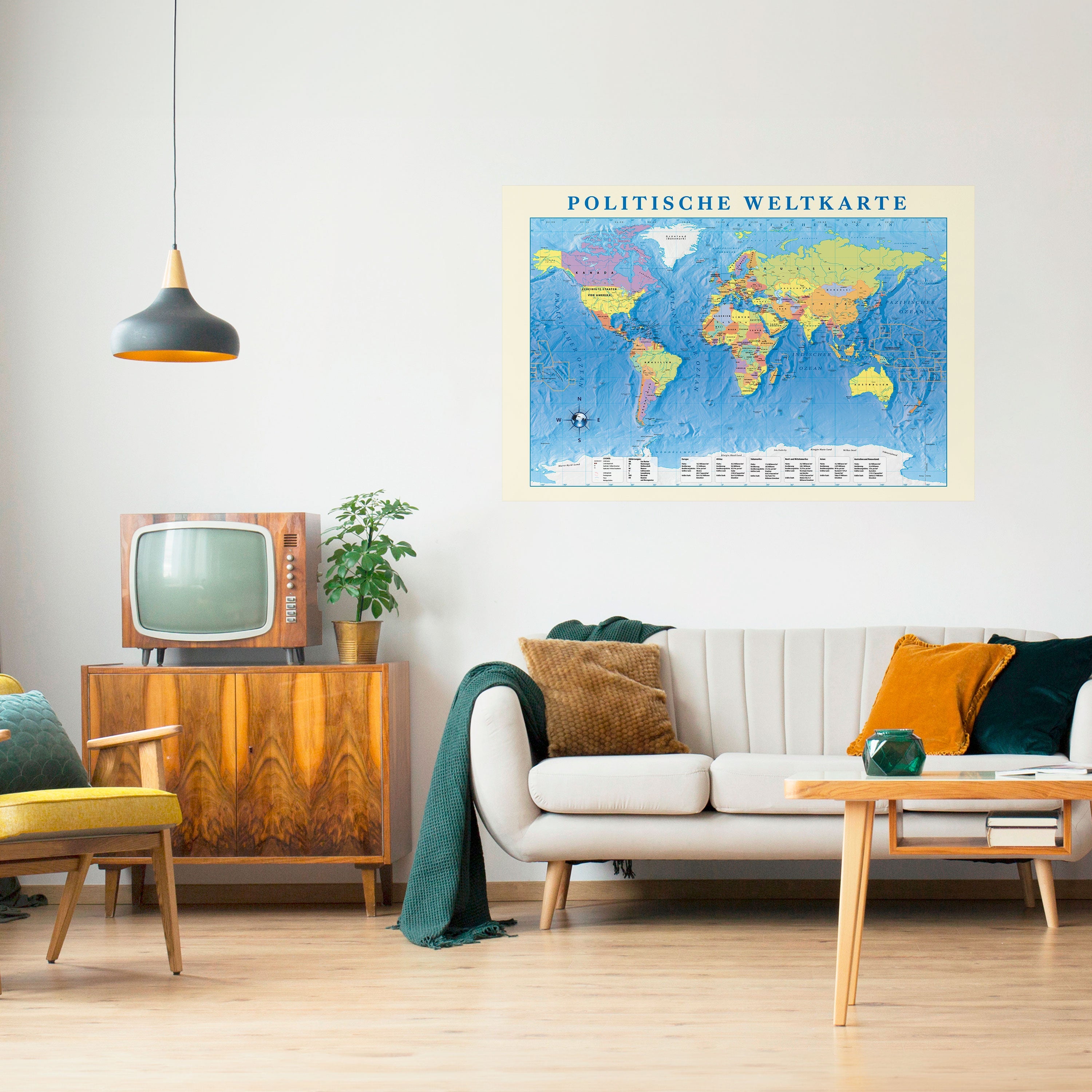 GLOBAL POLITICAL TAPESTRY [DE] Peel and Stick Horizontal Poster