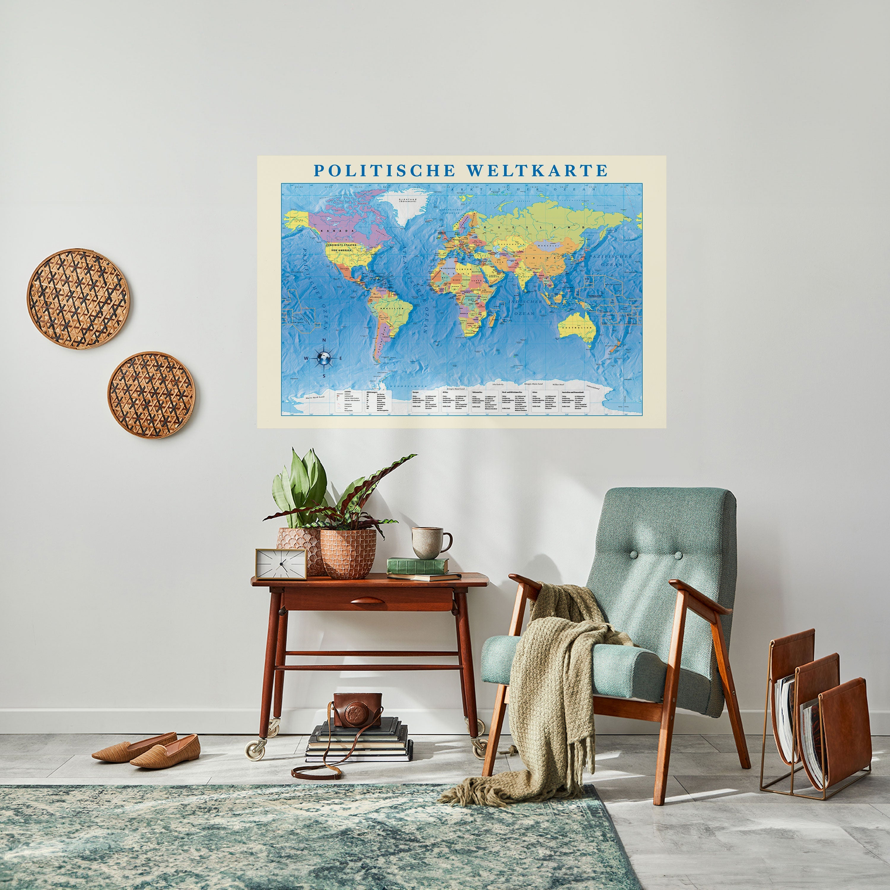 GLOBAL POLITICAL TAPESTRY [DE] Peel and Stick Horizontal Poster