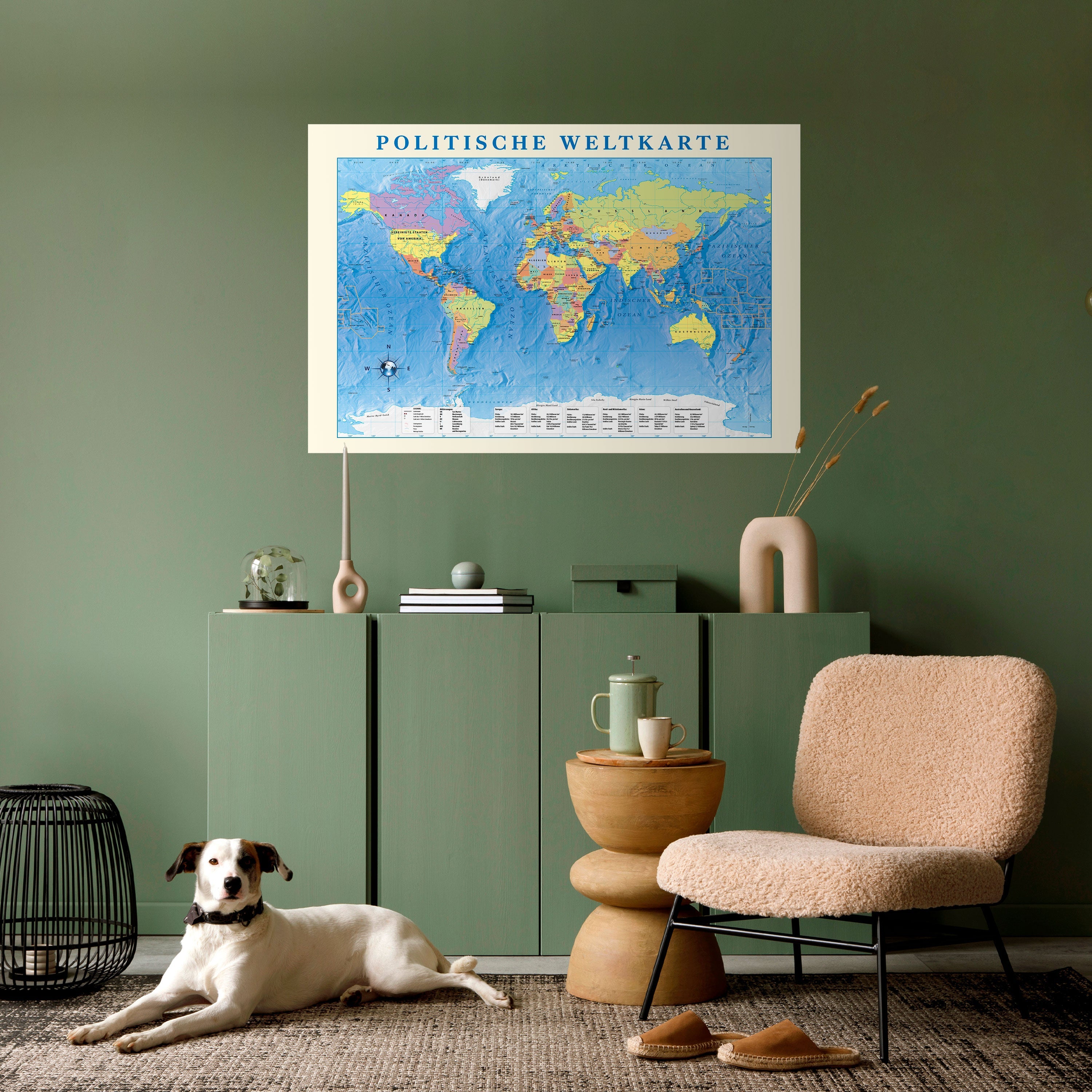 GLOBAL POLITICAL TAPESTRY [DE] Peel and Stick Horizontal Poster