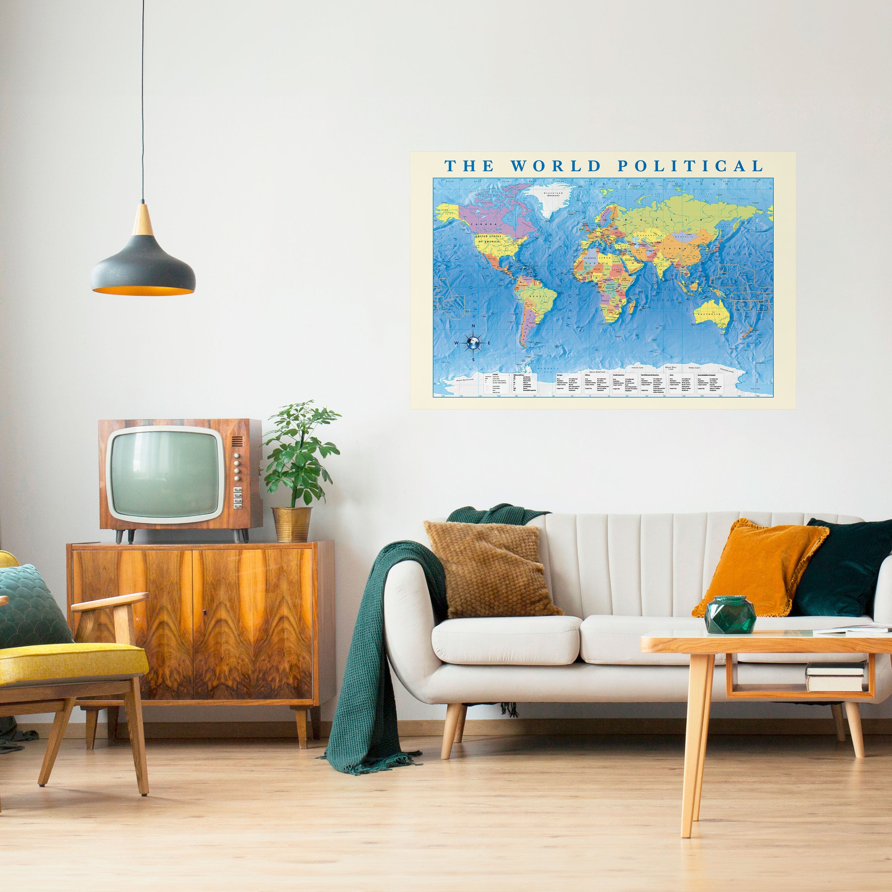 GLOBAL POLITICAL TAPESTRY [EN] Peel and Stick Horizontal Poster