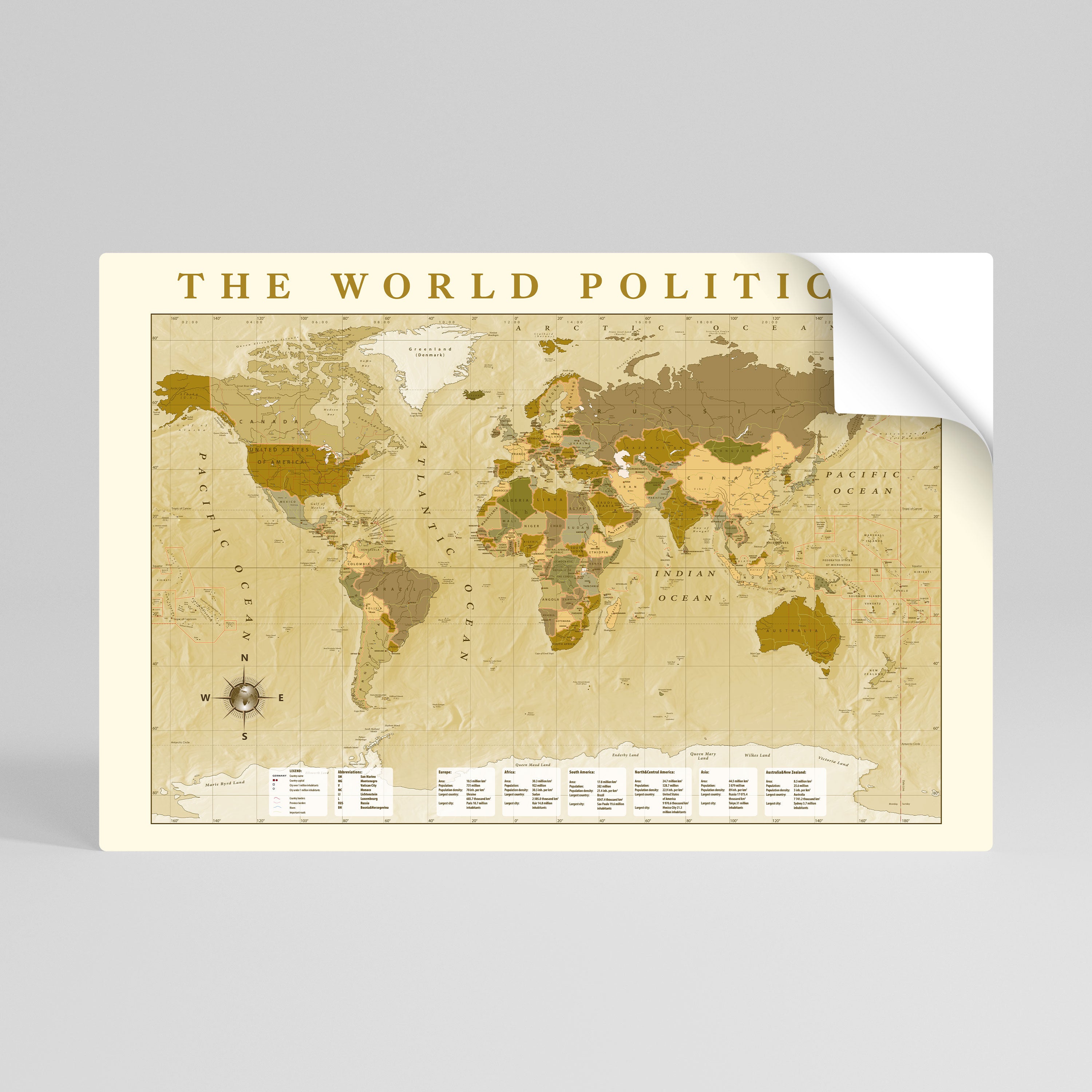 WORLDLY WATERSHED MAP Póster Autocolante Horizontal