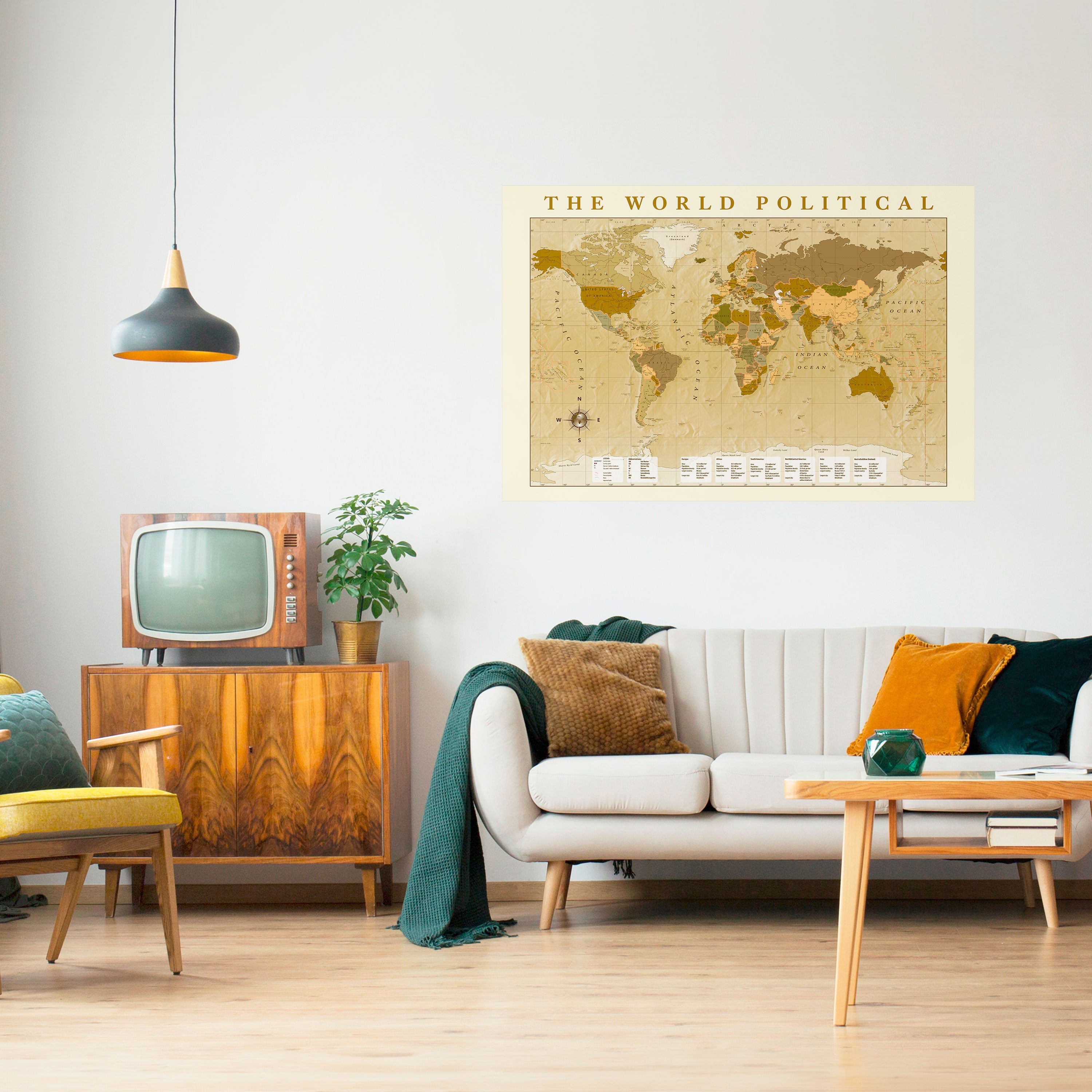 WORLDLY WATERSHED MAP Peel and Stick Horizontal Poster