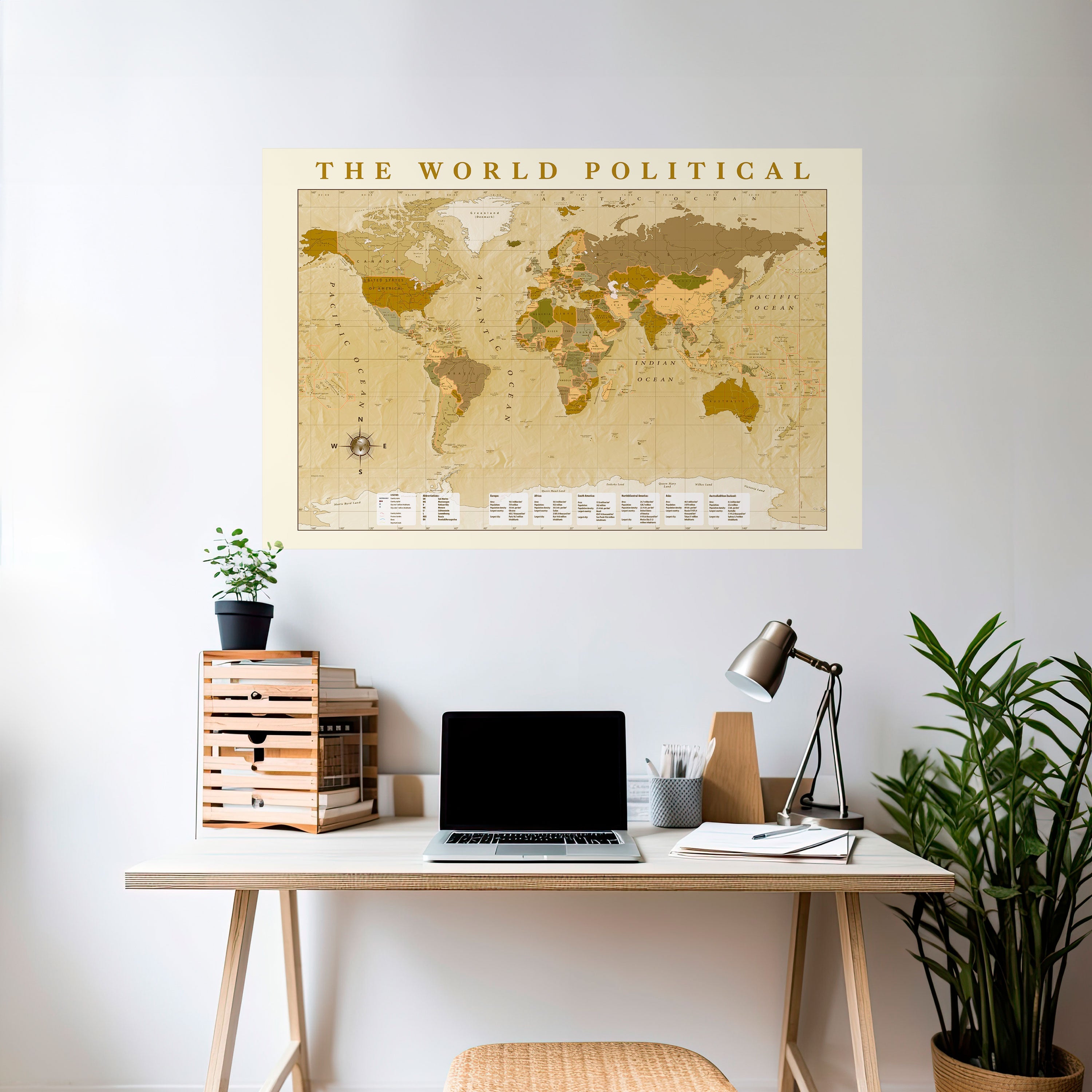 WORLDLY WATERSHED MAP Peel and Stick Horizontal Poster