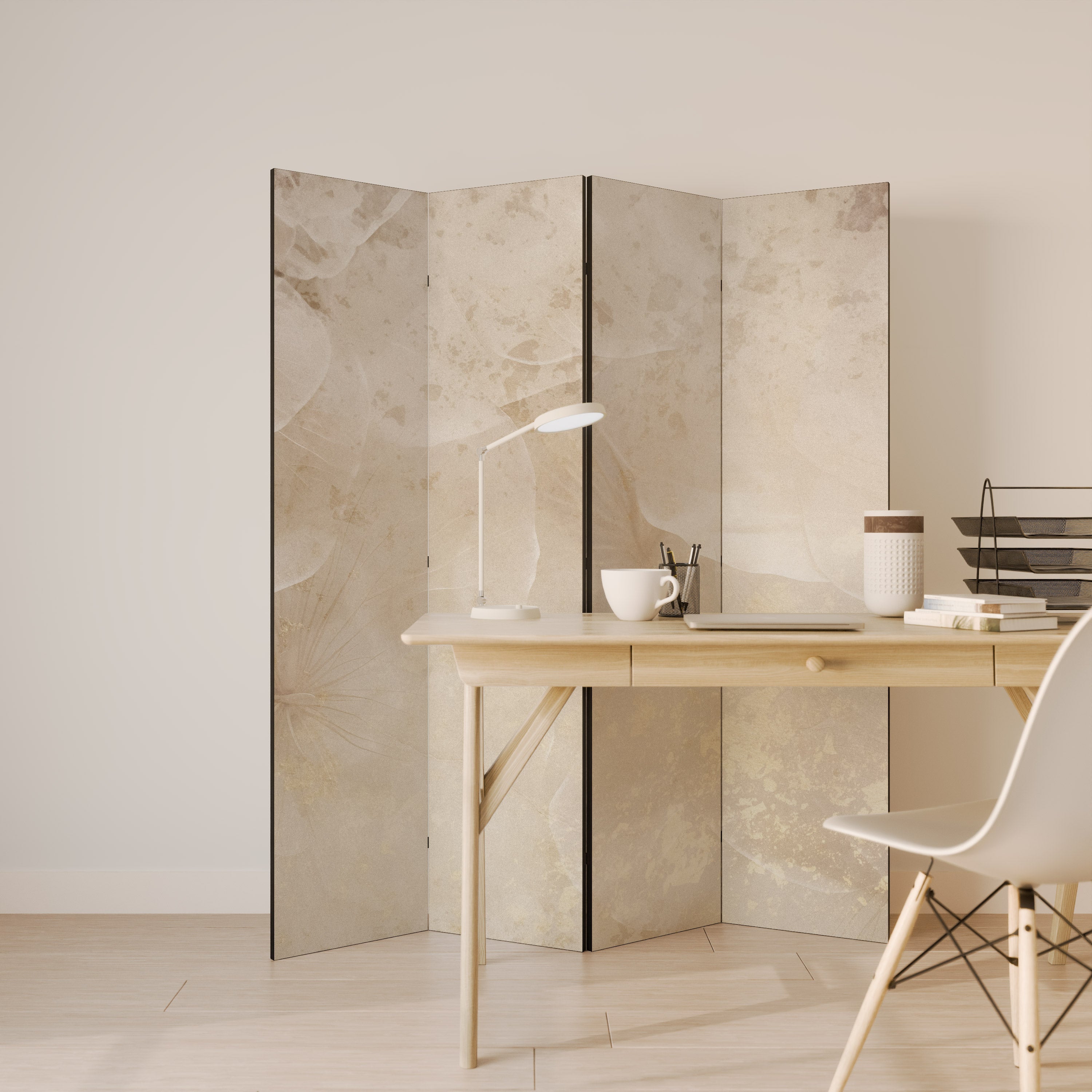 WHISPERING PETALS Decorative 4-Panel Room Divider