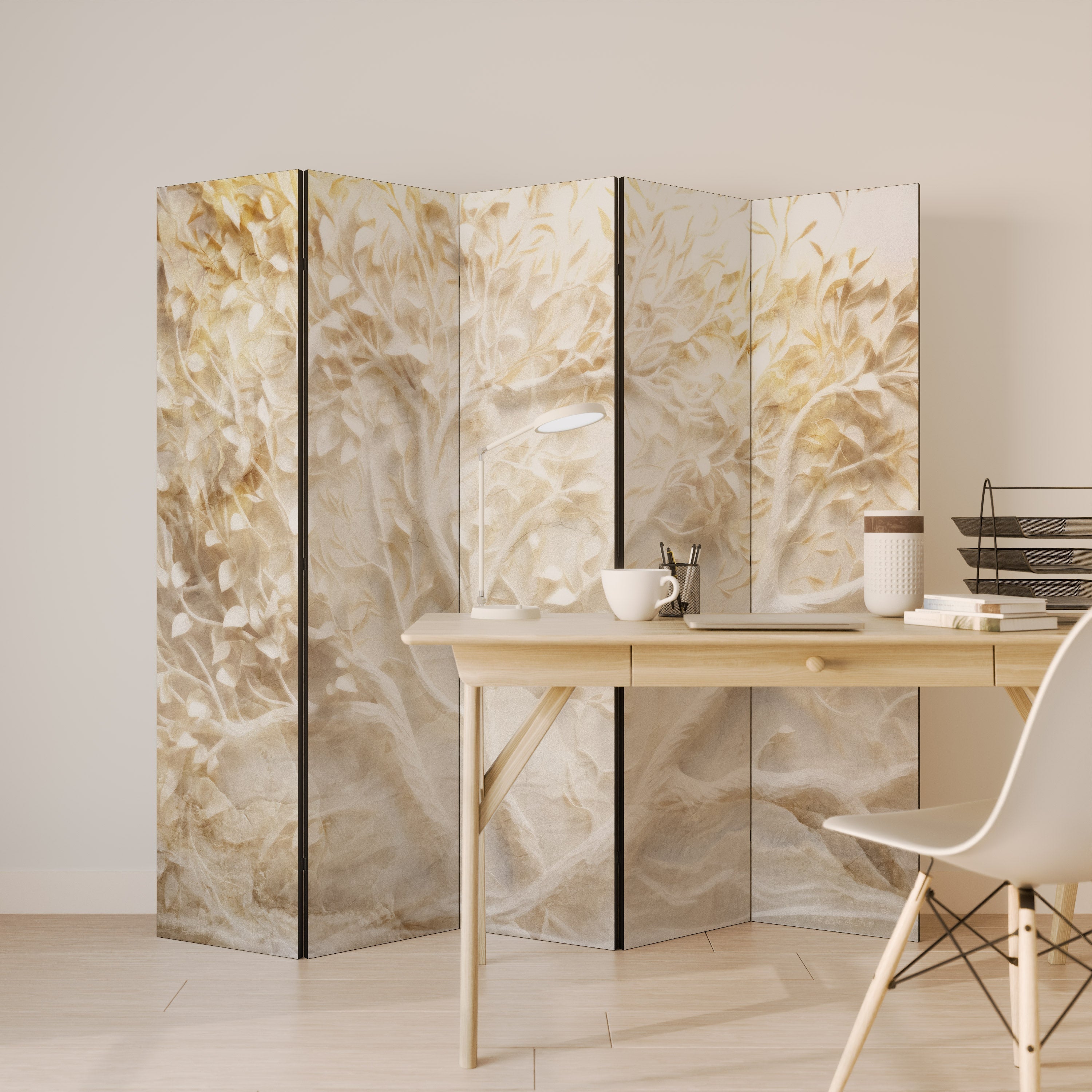 LUMINOUS GROWTH Decorative 5-Panel Room Divider