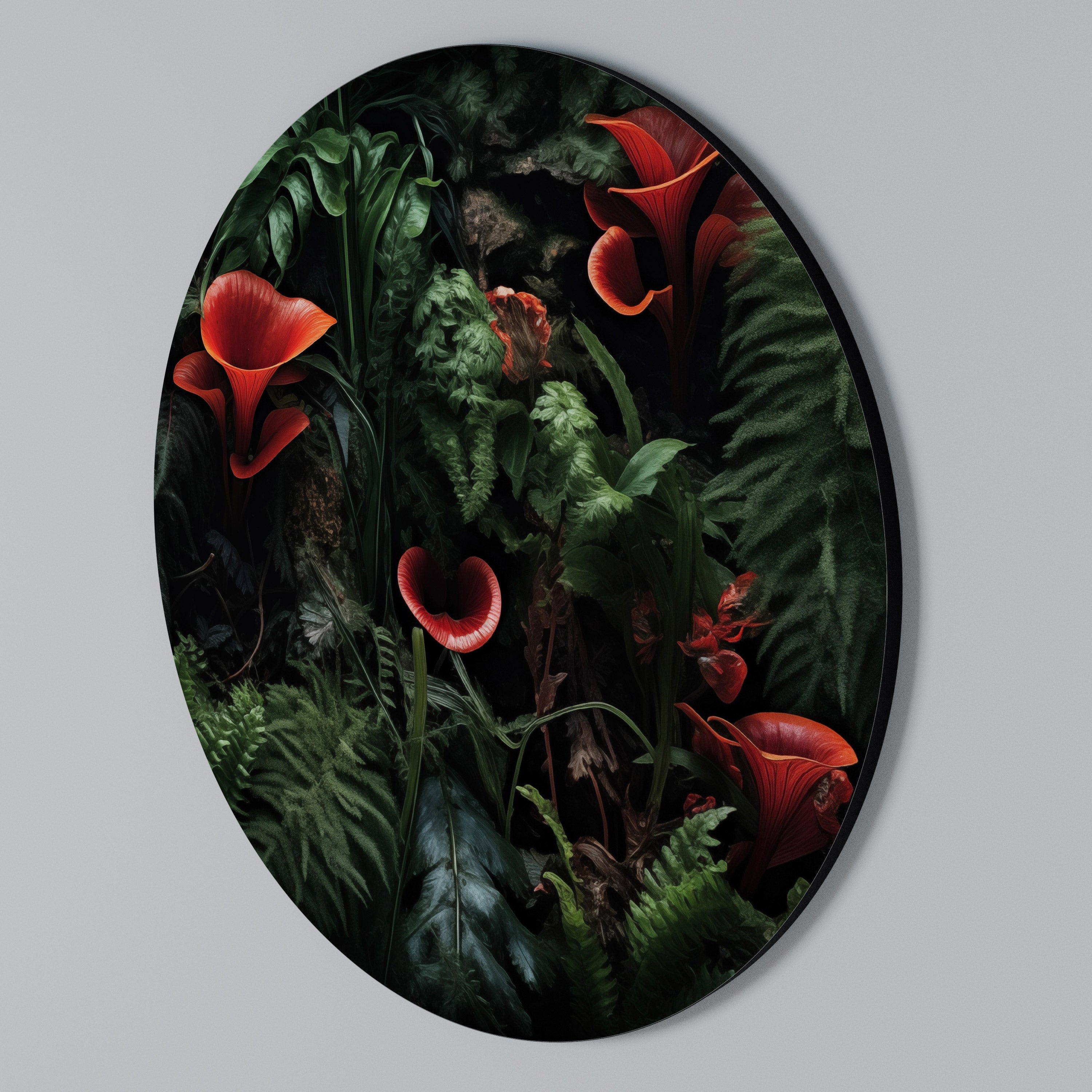CRIMSON FERNS Arte de Parede Redonda