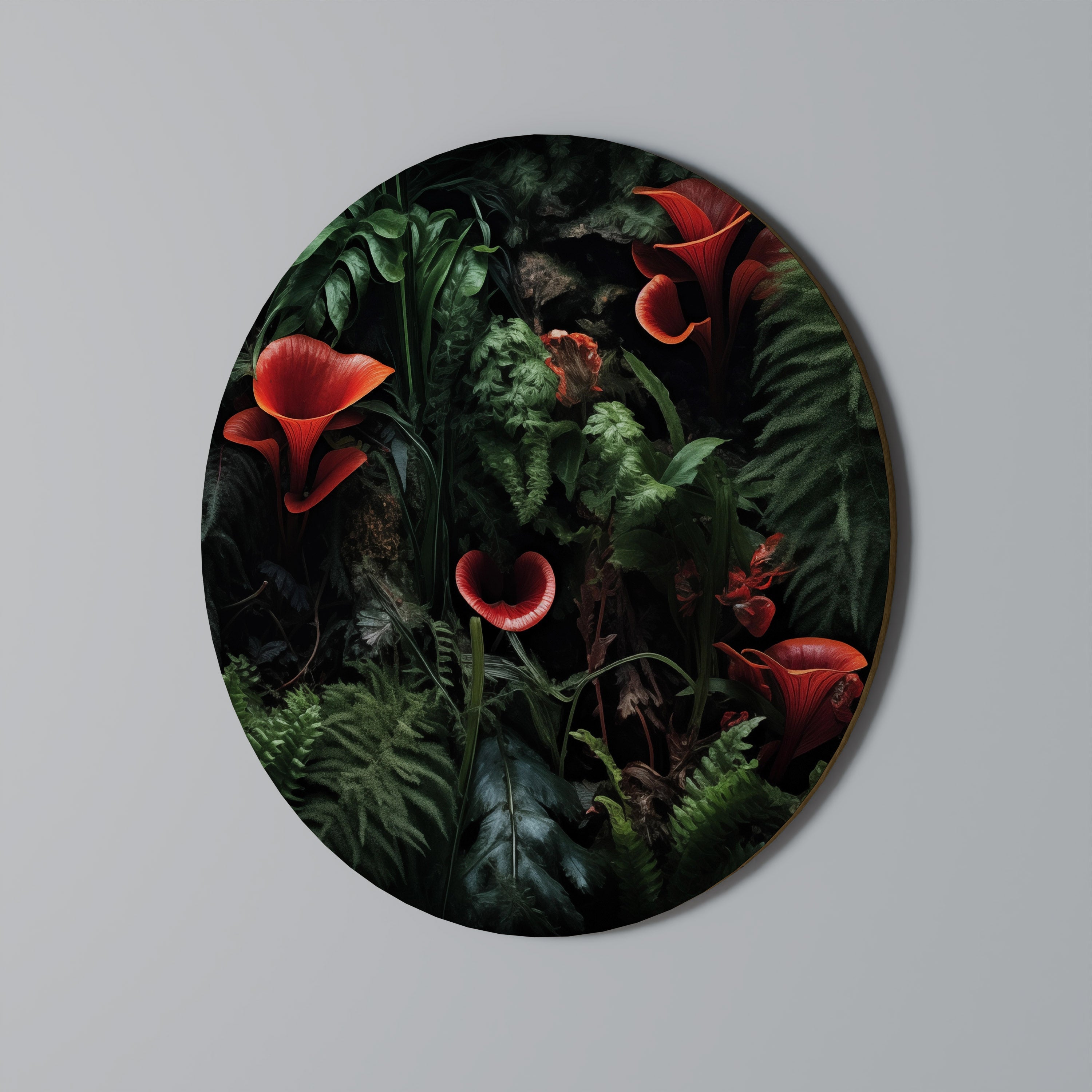 CRIMSON FERNS Quadro Redondo Decorativo