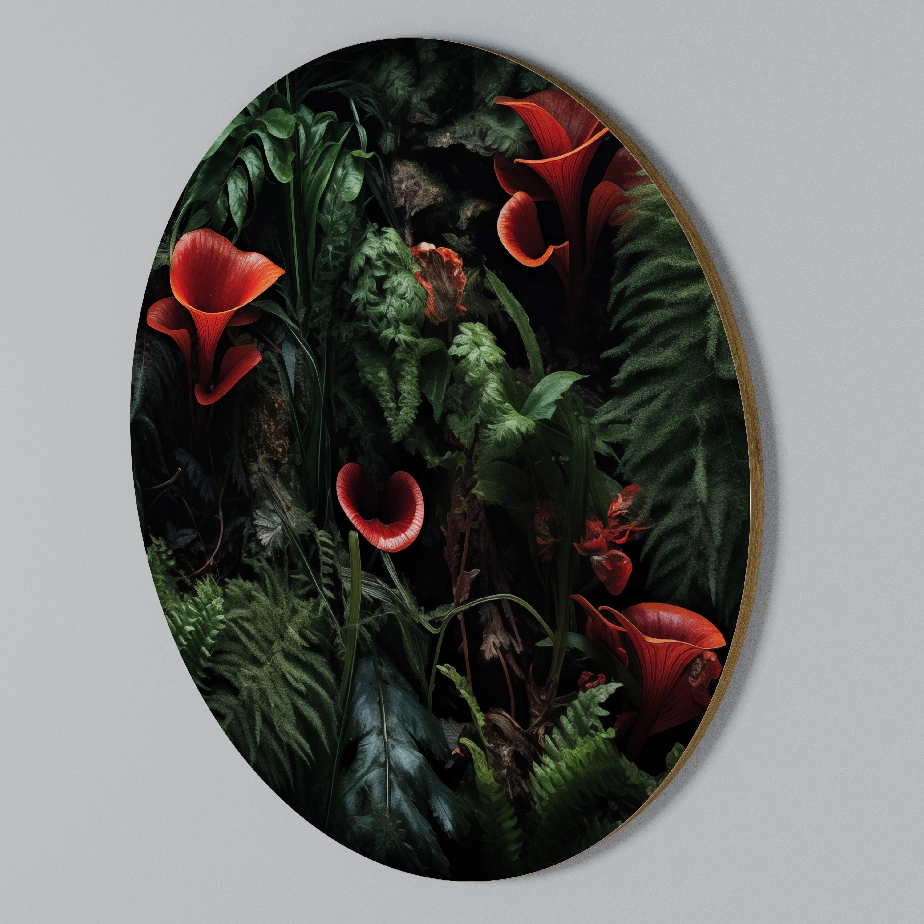 CRIMSON FERNS Arte de Parede Redonda
