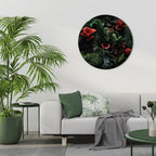 CRIMSON FERNS Quadro Redondo Decorativo