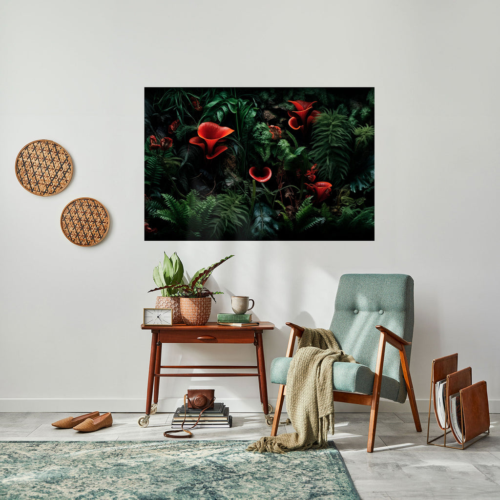 CRIMSON FERNS Poster Horizontal Autocolante
