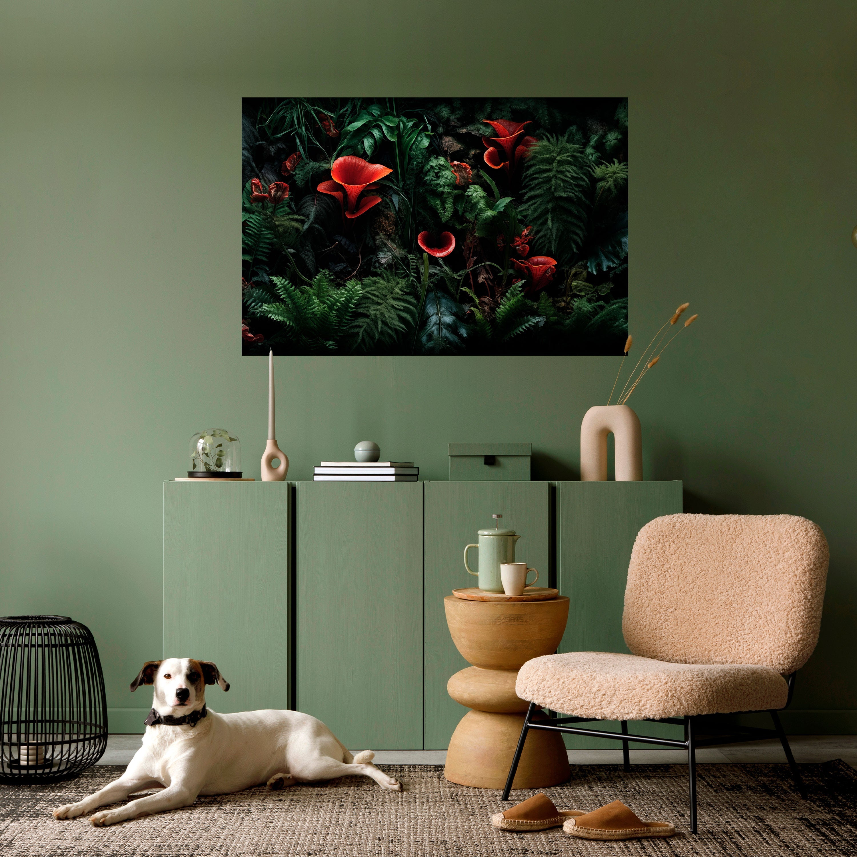 CRIMSON FERNS Poster Horizontal Autocolante