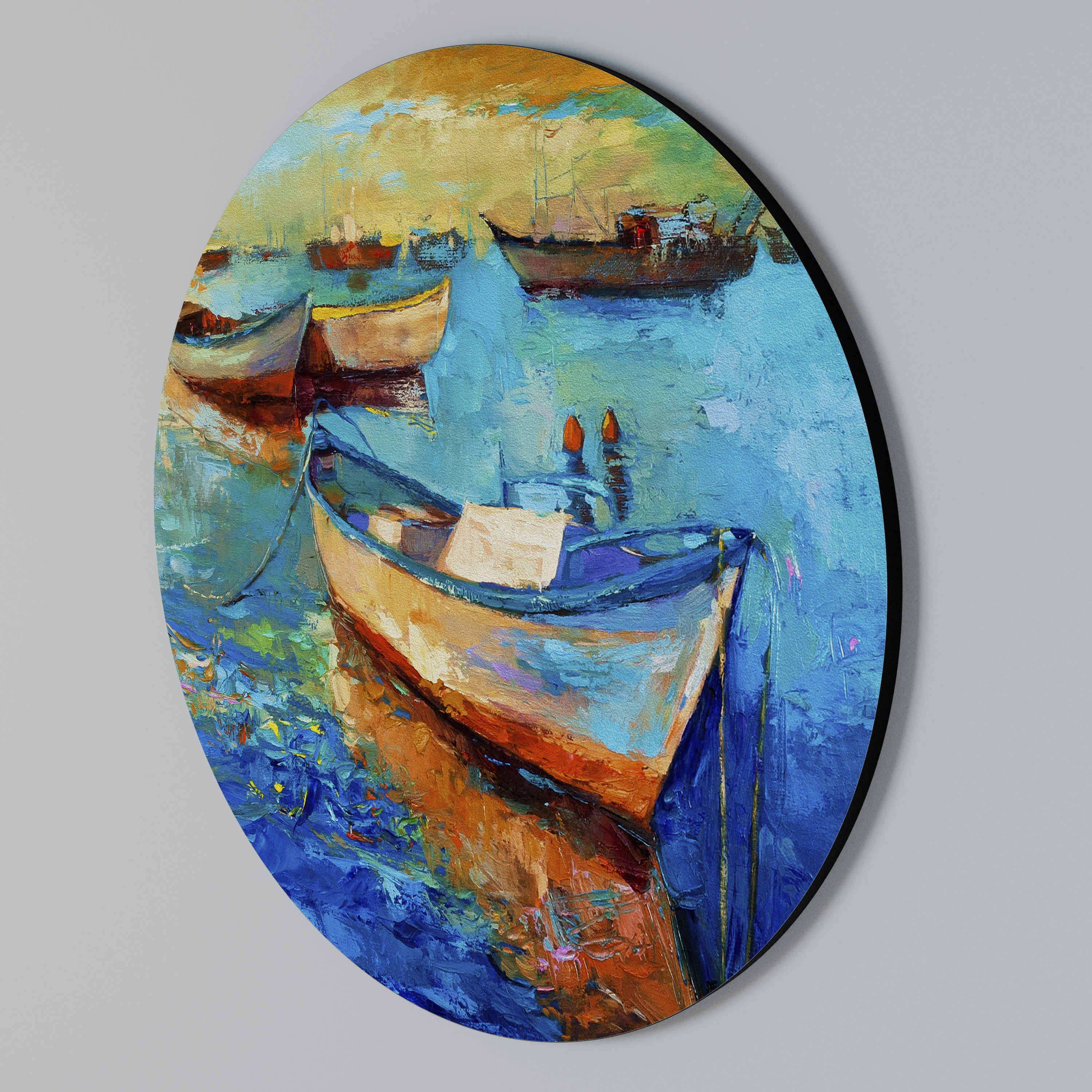 SERENE BOAT ESCAPADE Arte de Parede Redonda