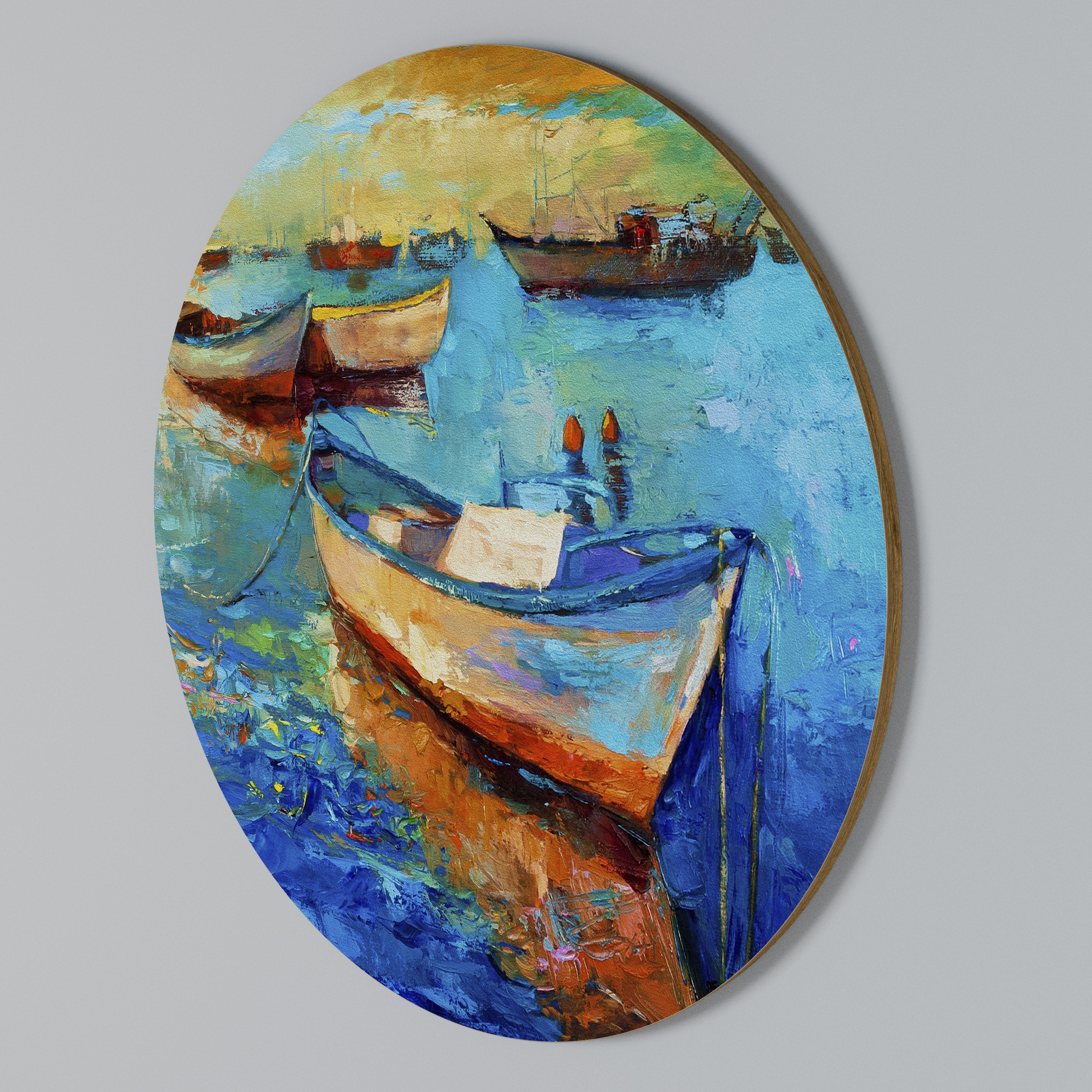 SERENE BOAT ESCAPADE Arte de Parede Redonda