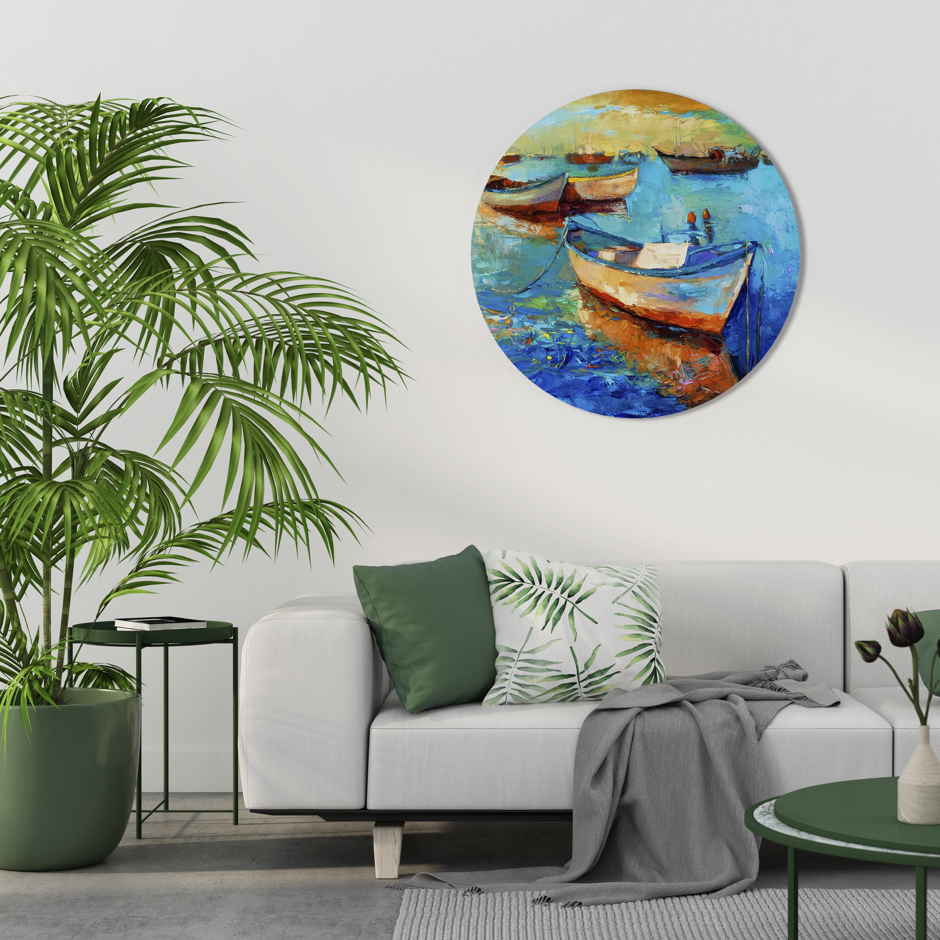 SERENE BOAT ESCAPADE Quadro Redondo Decorativo