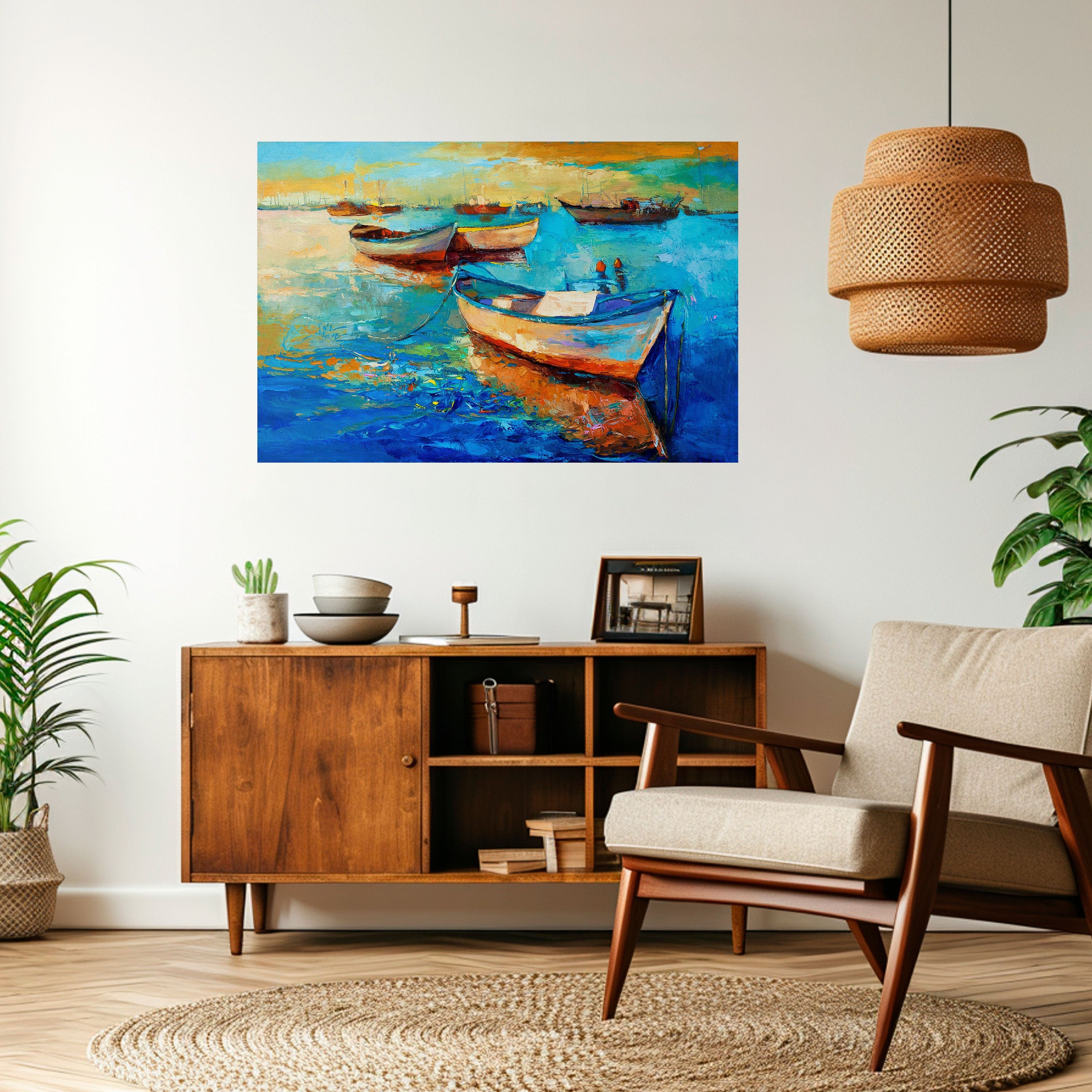 SERENE BOAT ESCAPADE Peel and Stick Horizontal Poster