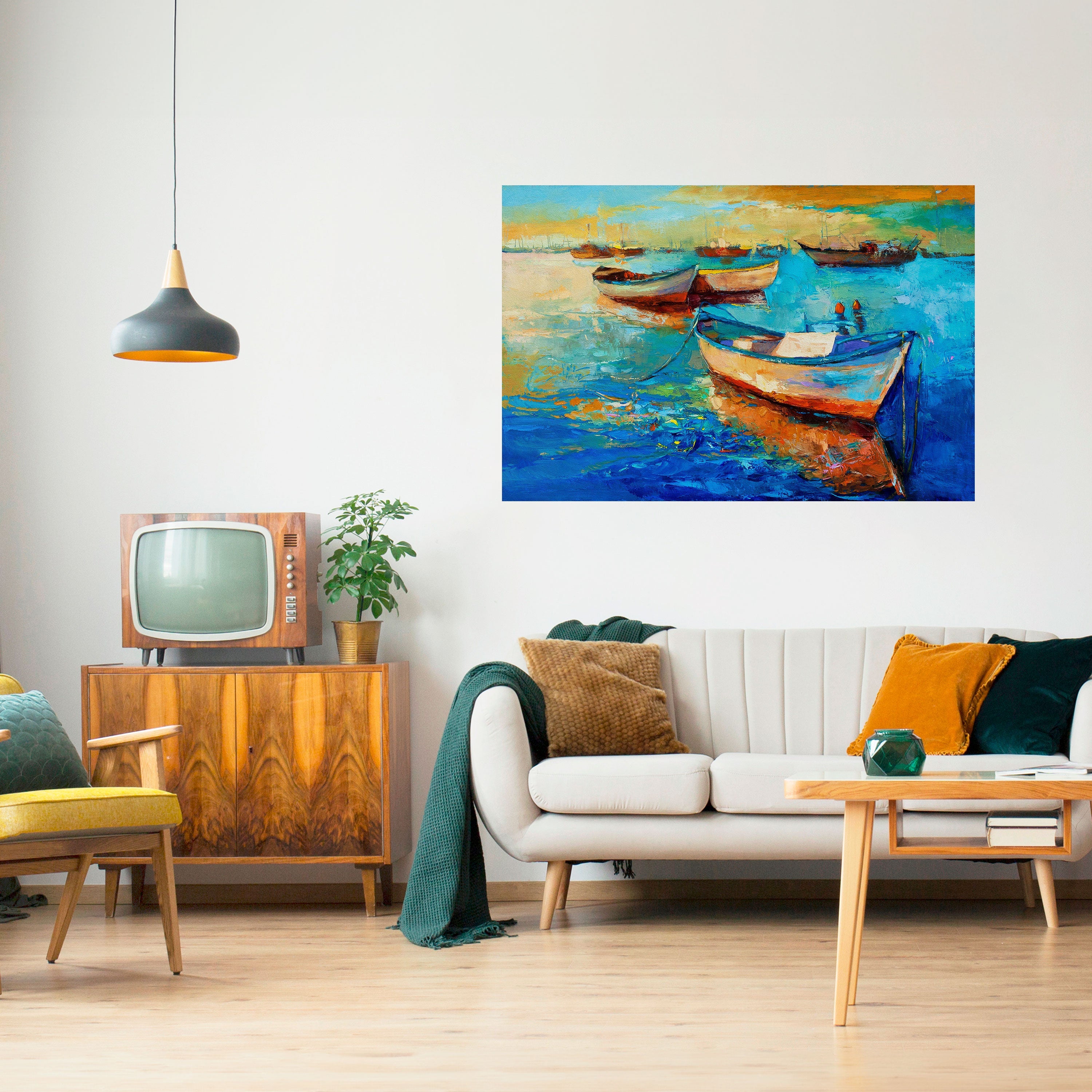 SERENE BOAT ESCAPADE Peel and Stick Horizontal Poster