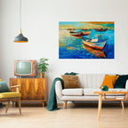 SERENE BOAT ESCAPADE Peel and Stick Horizontal Poster