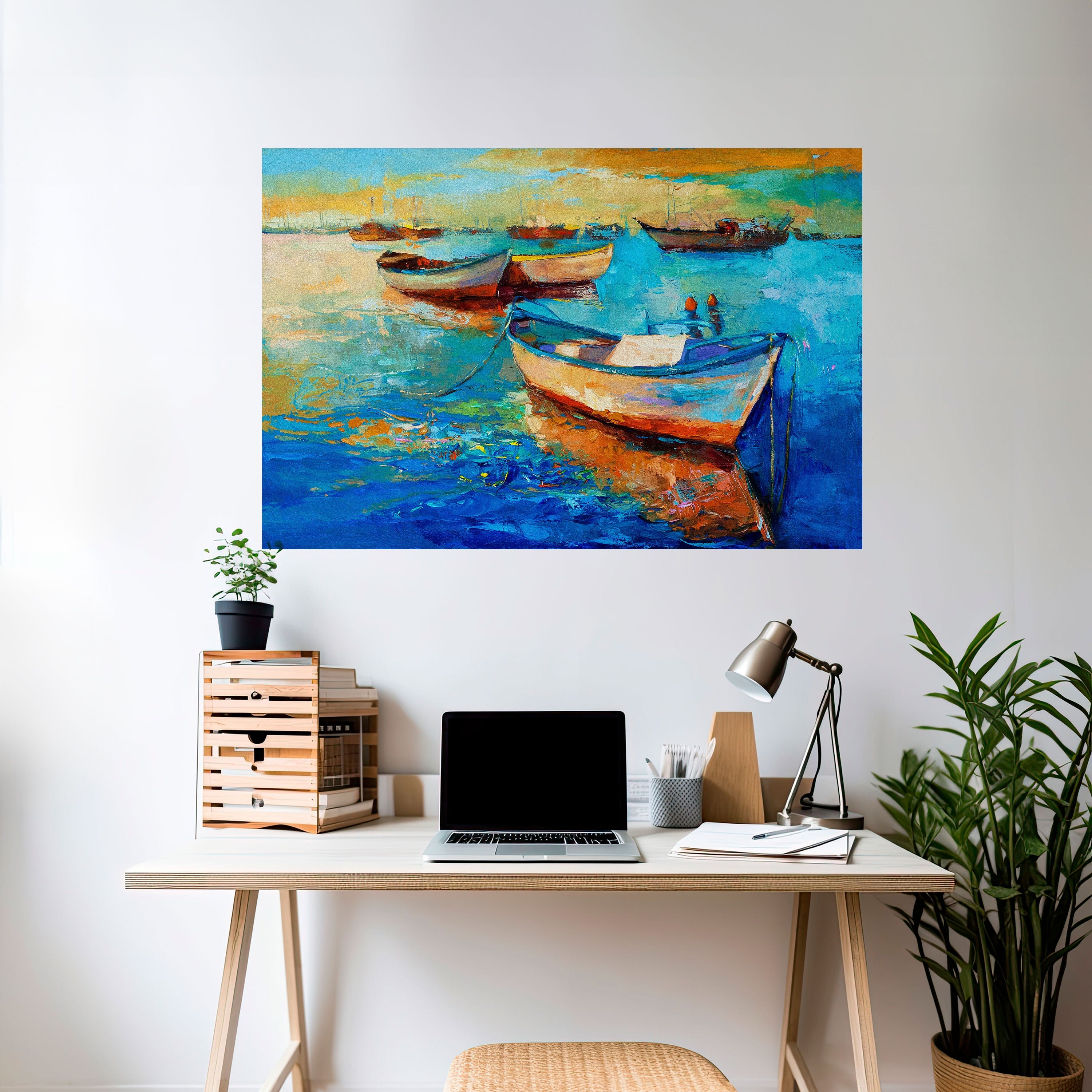 SERENE BOAT ESCAPADE Peel and Stick Horizontal Poster