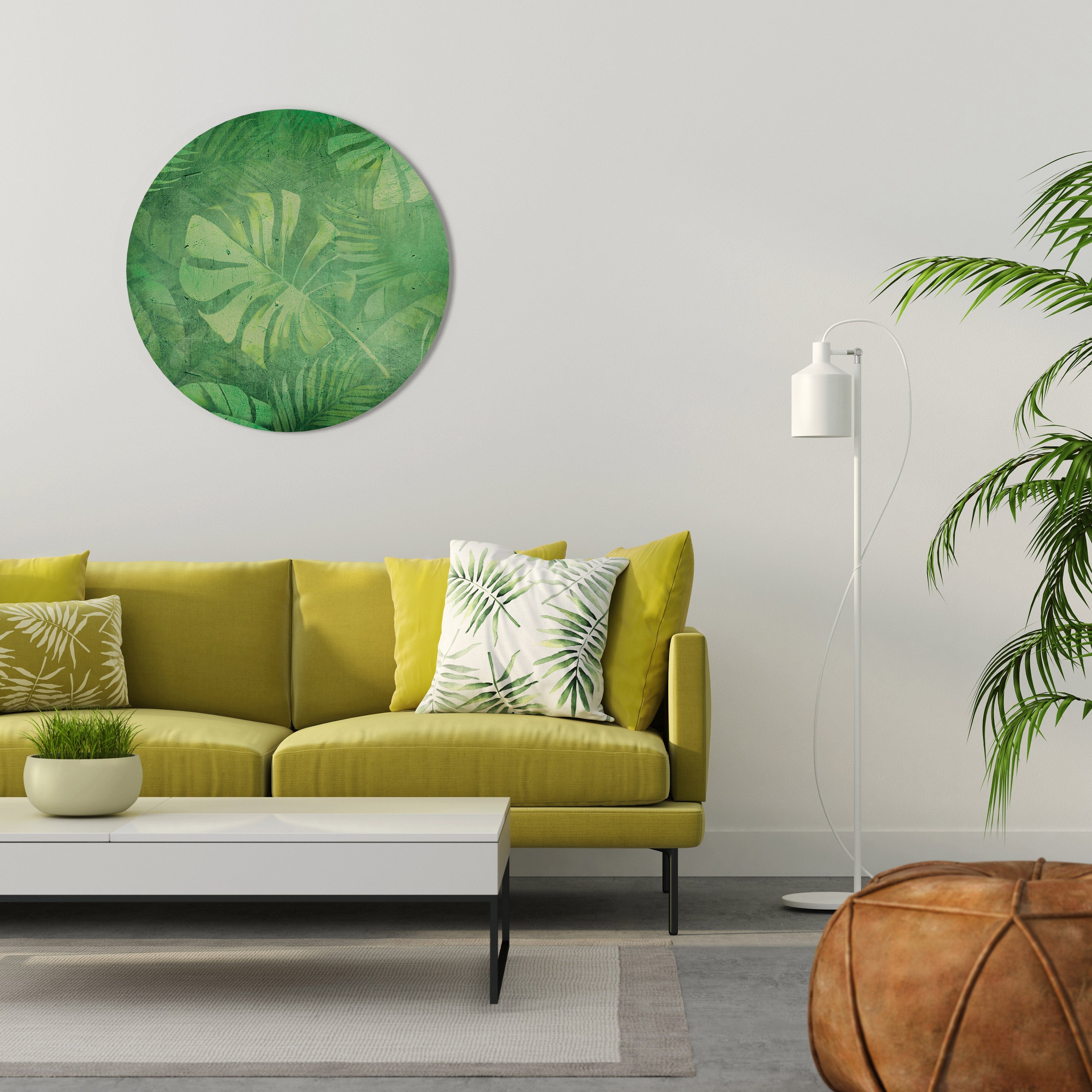 SUBTLE GREEN SYMPHONY Quadro Redondo Decorativo