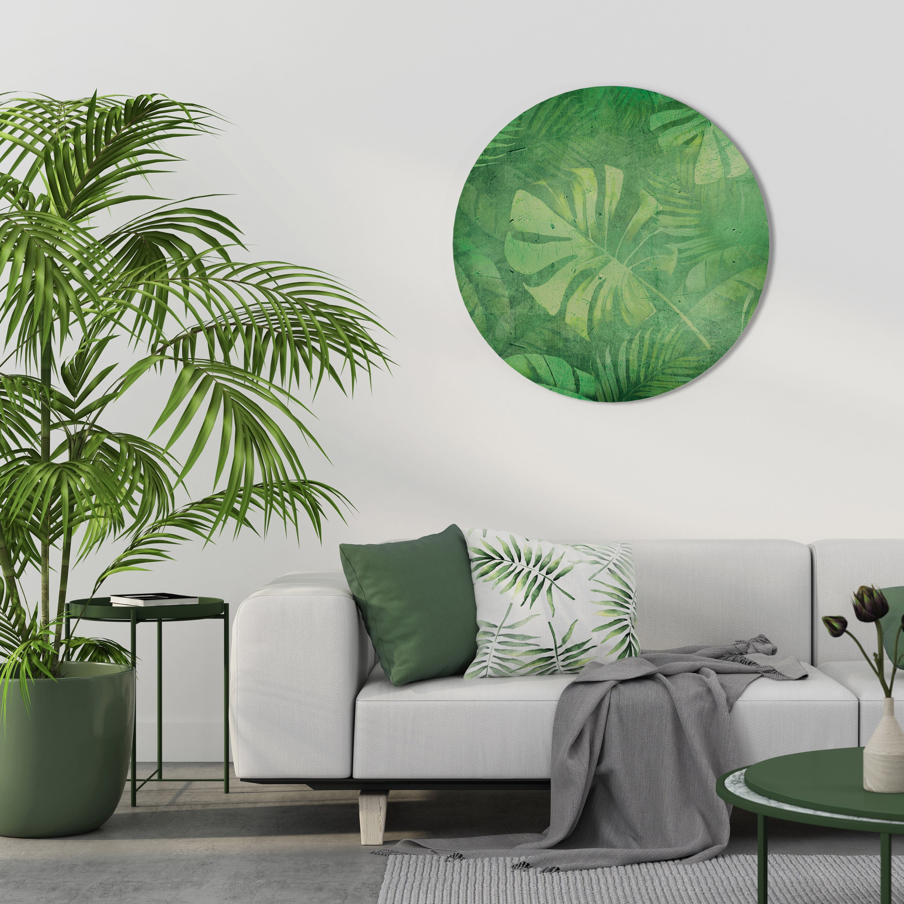 SUBTLE GREEN SYMPHONY Quadro Redondo Decorativo