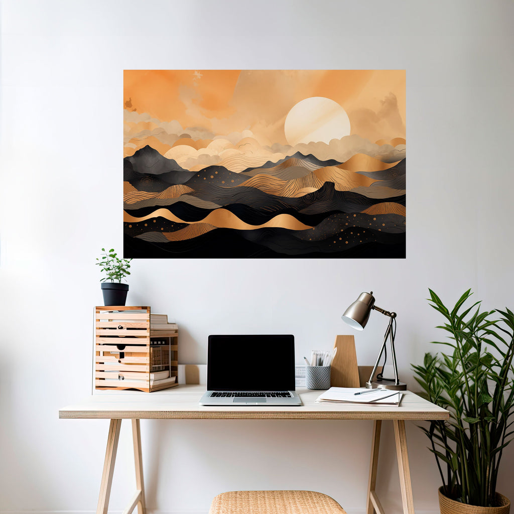 MYSTICAL SUNSET HORIZON Poster Horizontal Autocolante