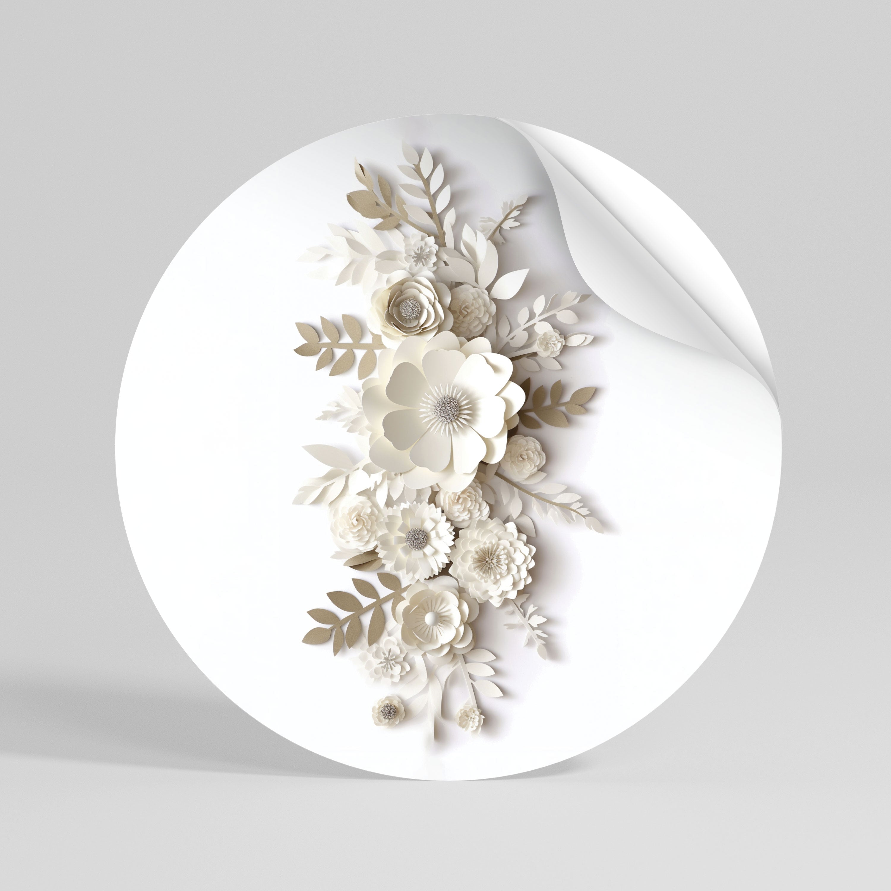 BLUSHING BOUQUET Peel and Stick Round Sticker